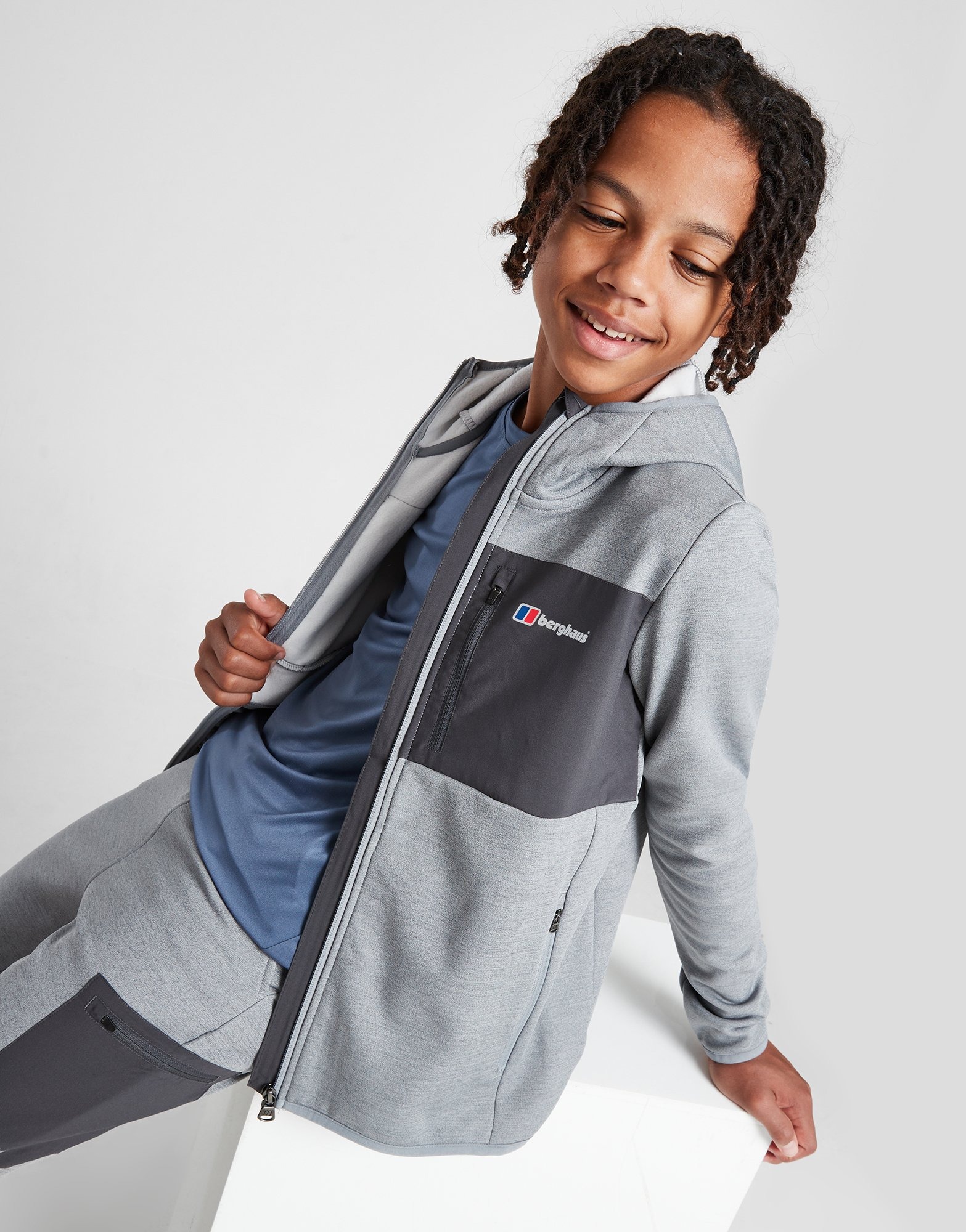 Grey Berghaus Woven Pocket Hoodie Junior | JD Sports UK