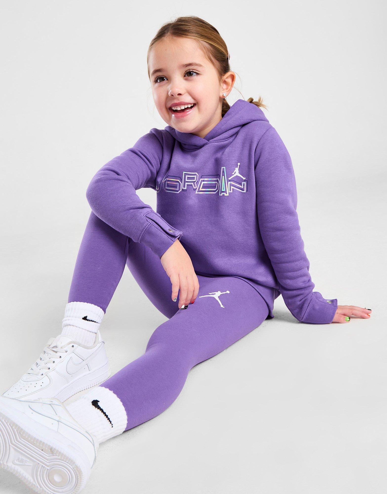 Purple Jordan Girls' Shine Leggings/Hoodie Set Children
