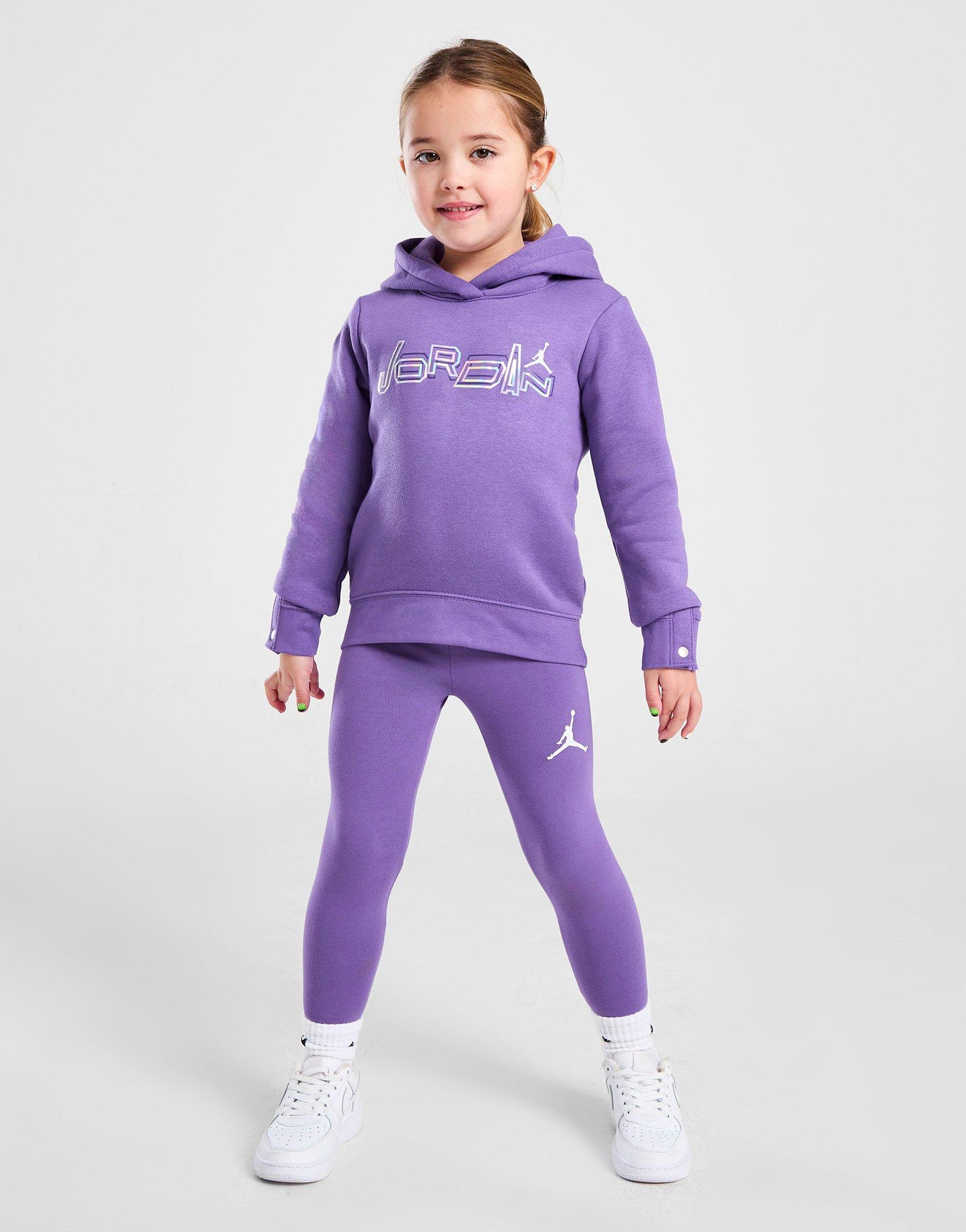 Purple Jordan Girls' Shine Leggings/Hoodie Set Children - JD Sports NZ