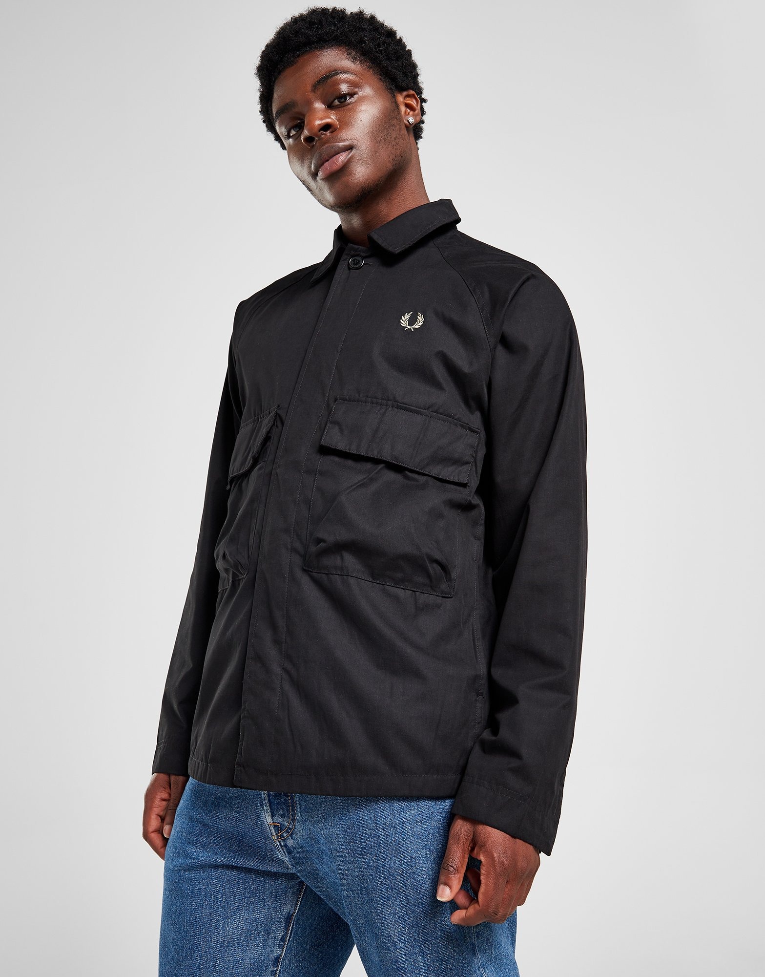 ジャケット・アウター FRED PERRY Utility Overshirt Fred Perry Utility Overshirt Blackv - Terraces Menswear