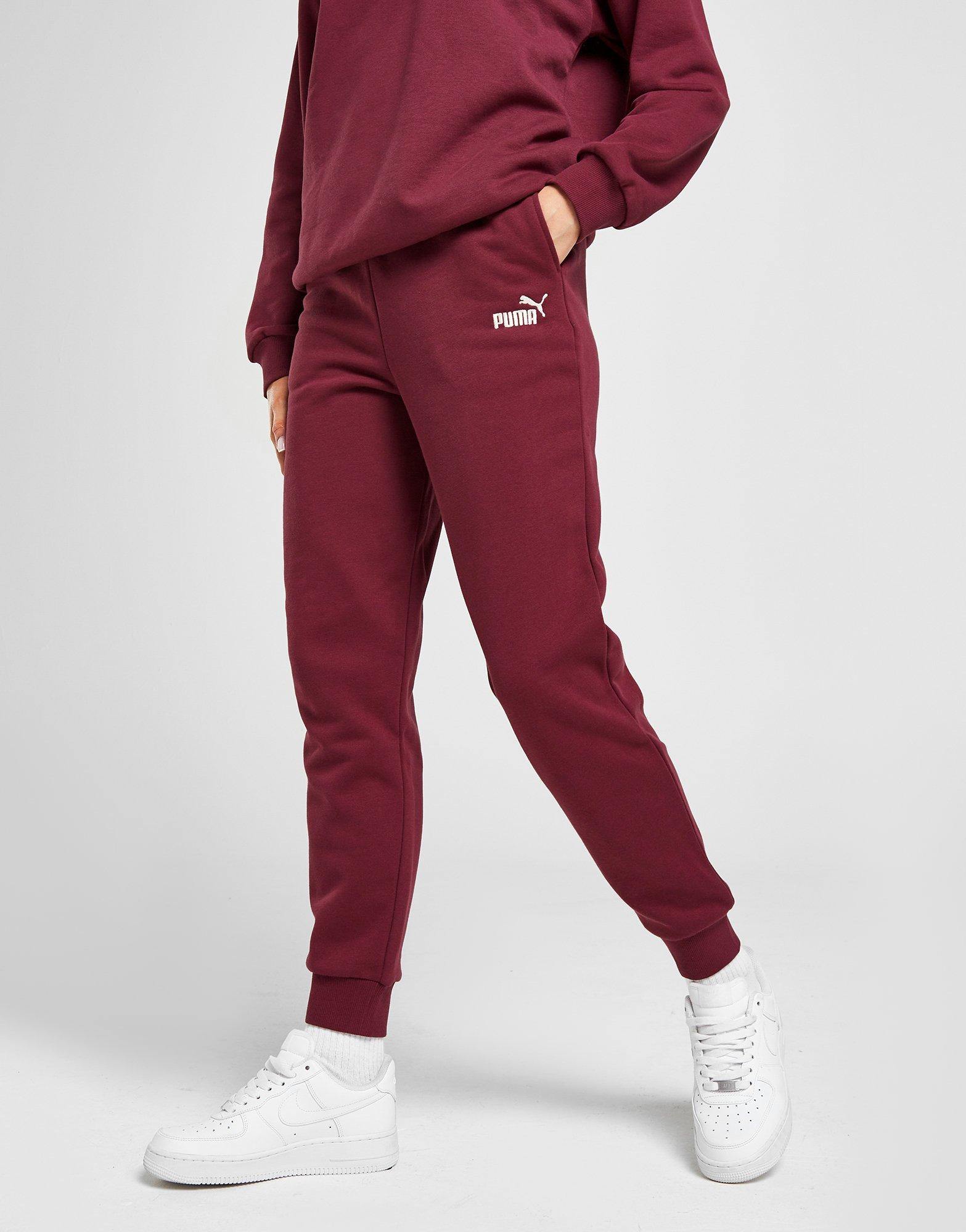 Puma velour joggers in burgundy