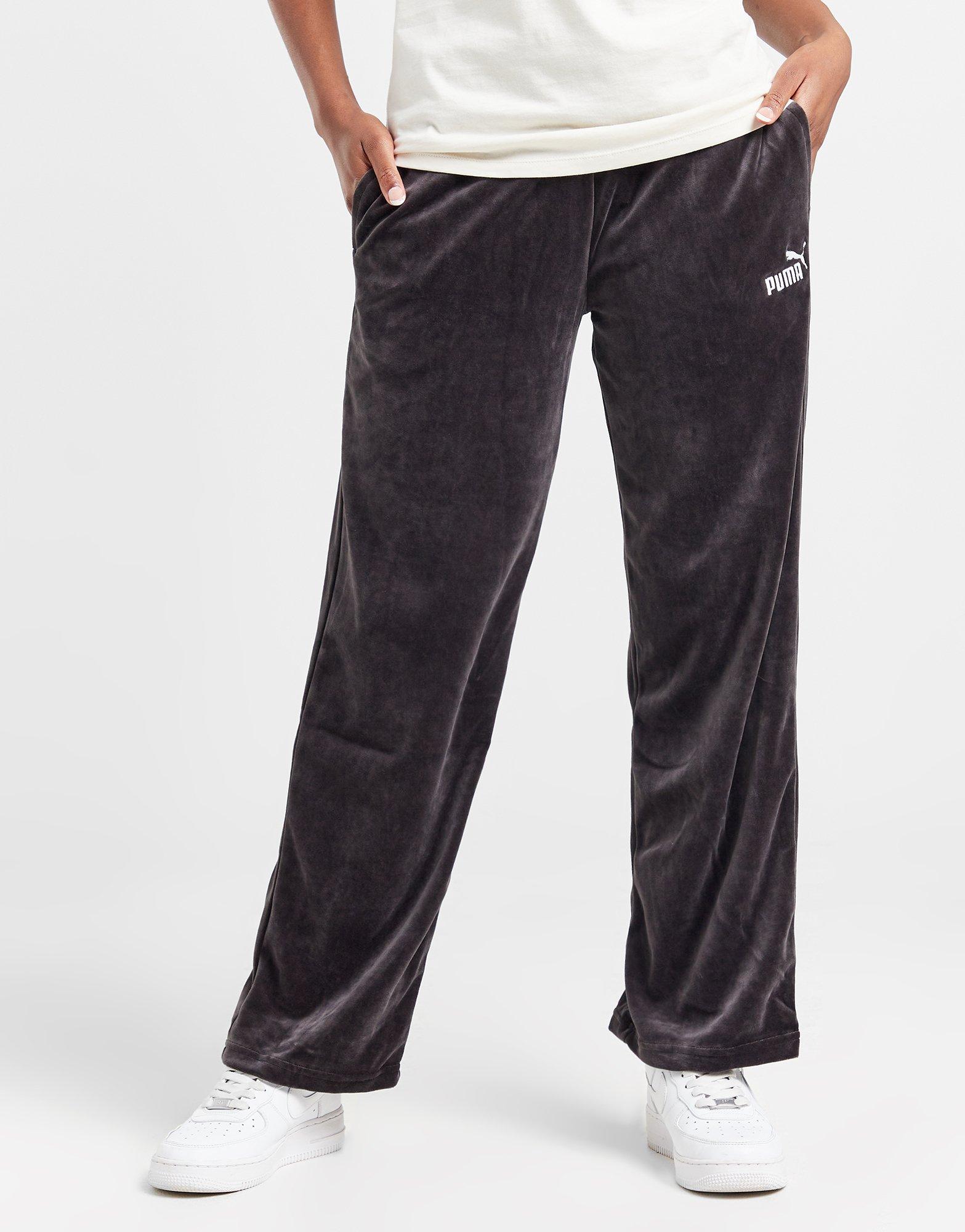 Black Puma Elevated Essentials Velour Wide Leg Joggers