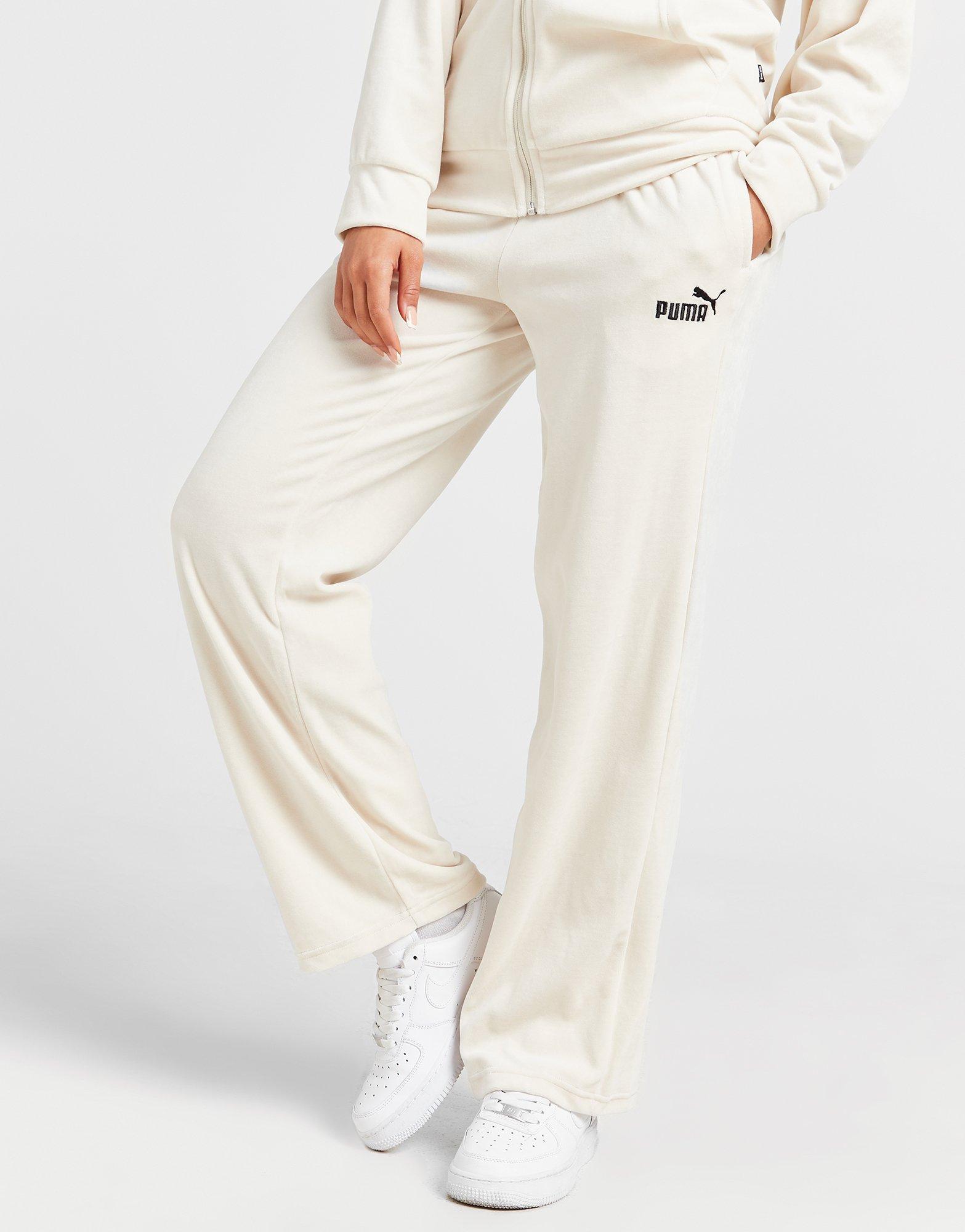 White Puma Elevated Essentials Velour Wide Leg Joggers