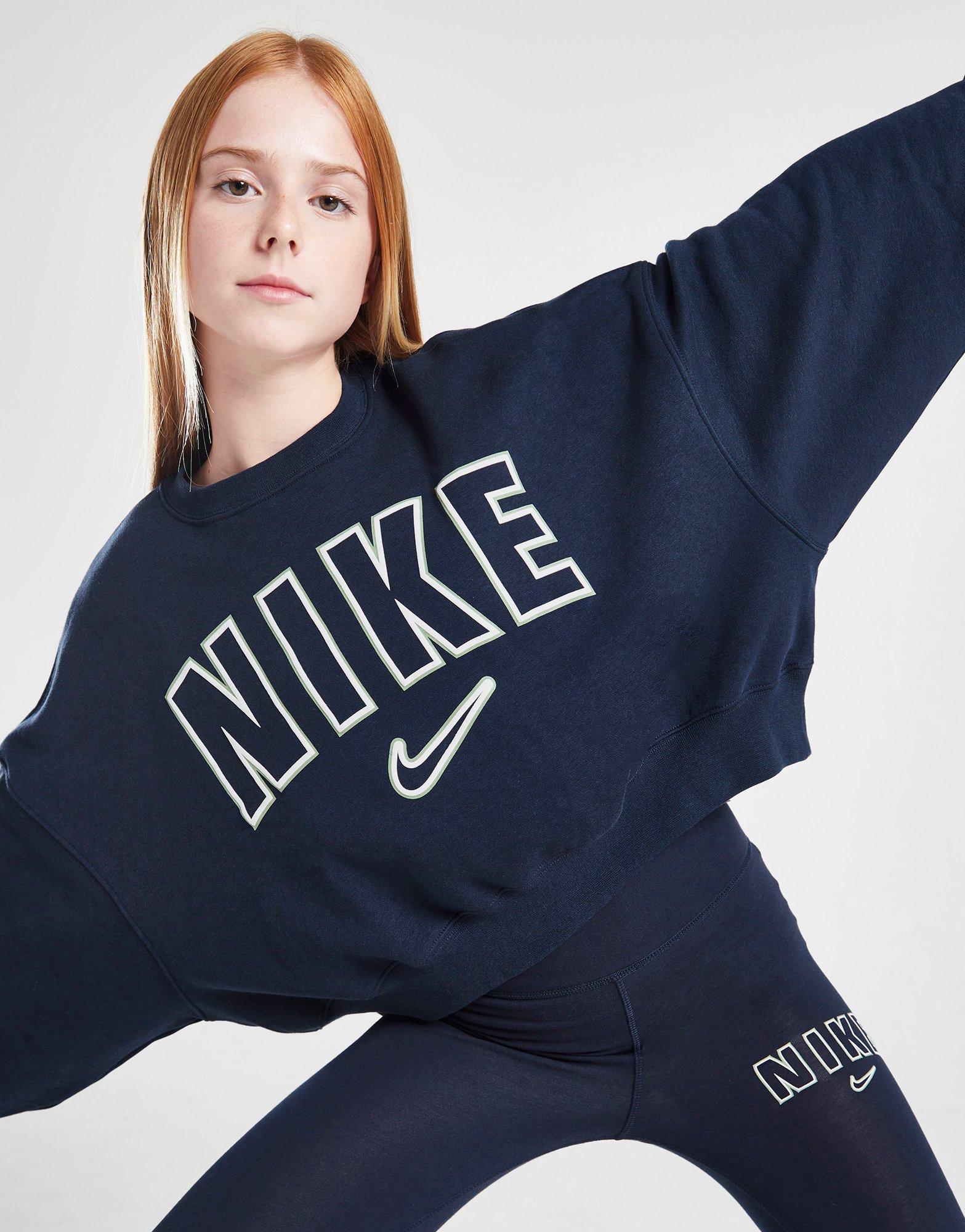 Blue Nike Girls' Trend Fleece Crew Sweatshirt Junior