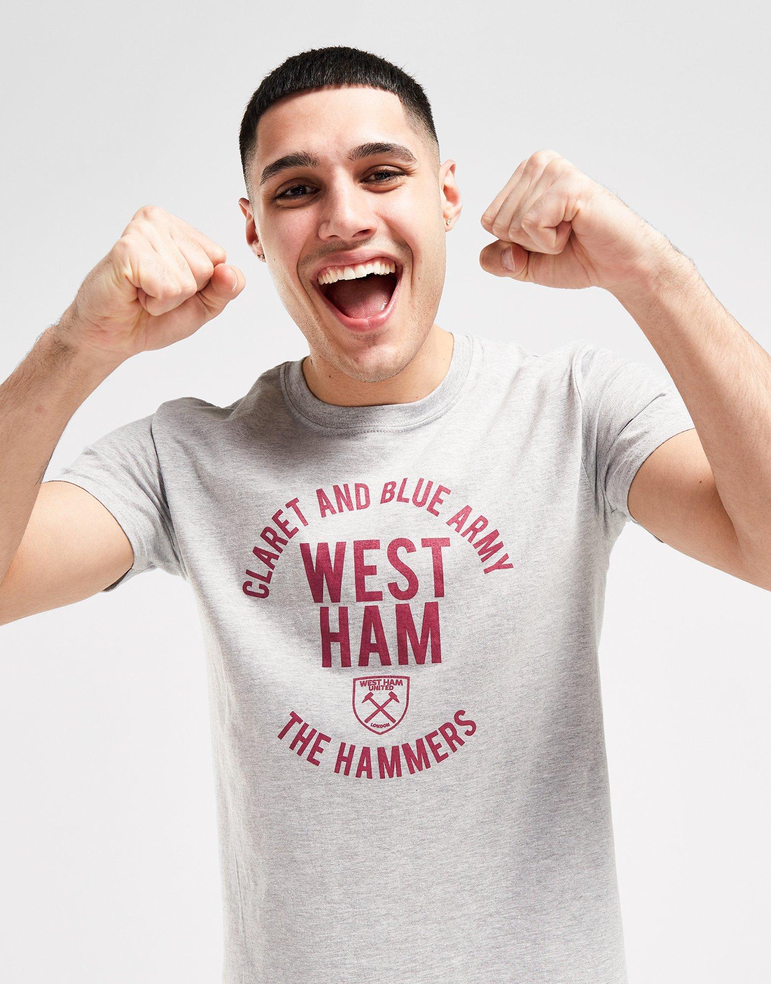 Grey Official Team West Ham United FC Claret And Blue Army T Shirt