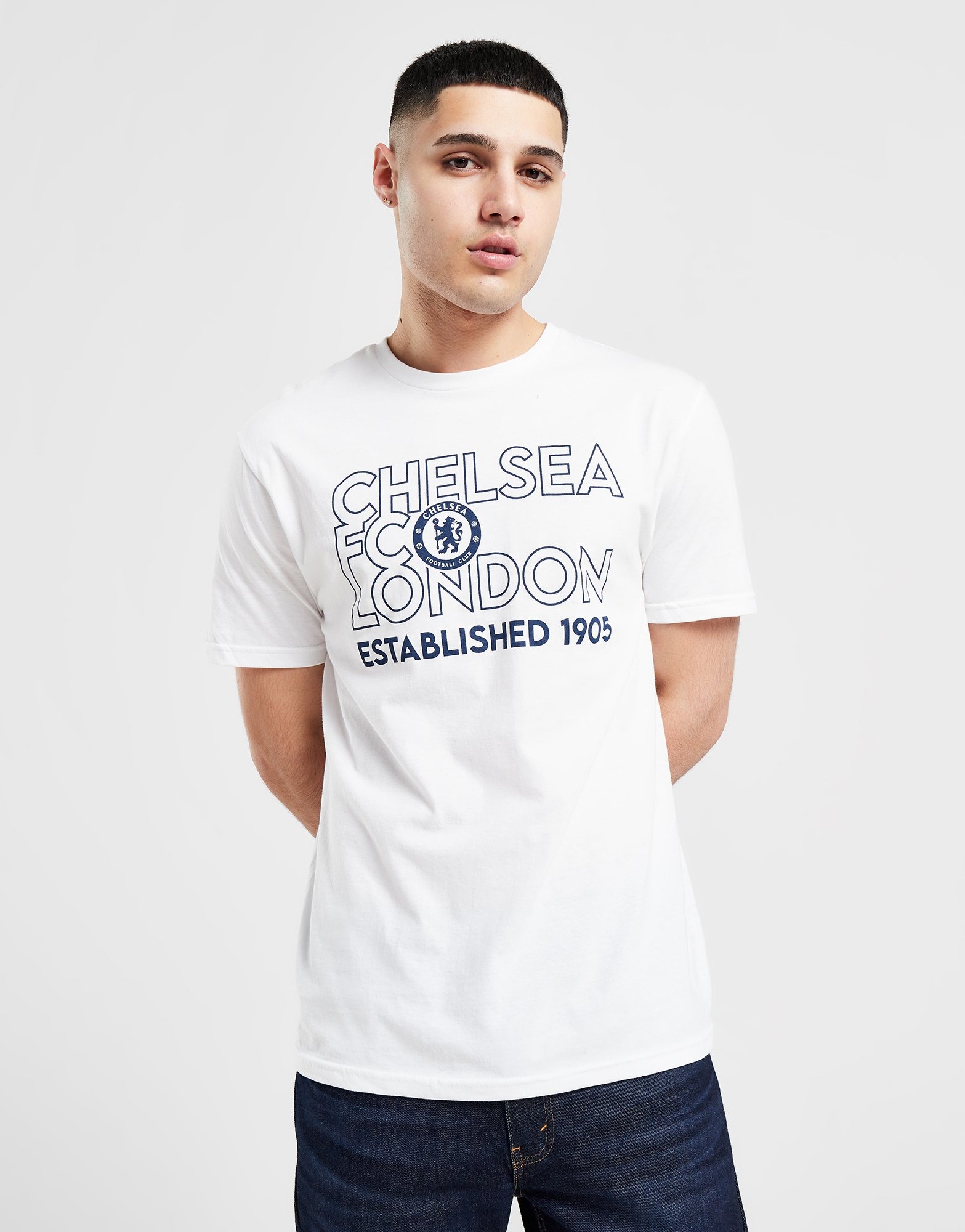 White Official Team Chelsea FC Stack T-Shirt - JD Sports Global