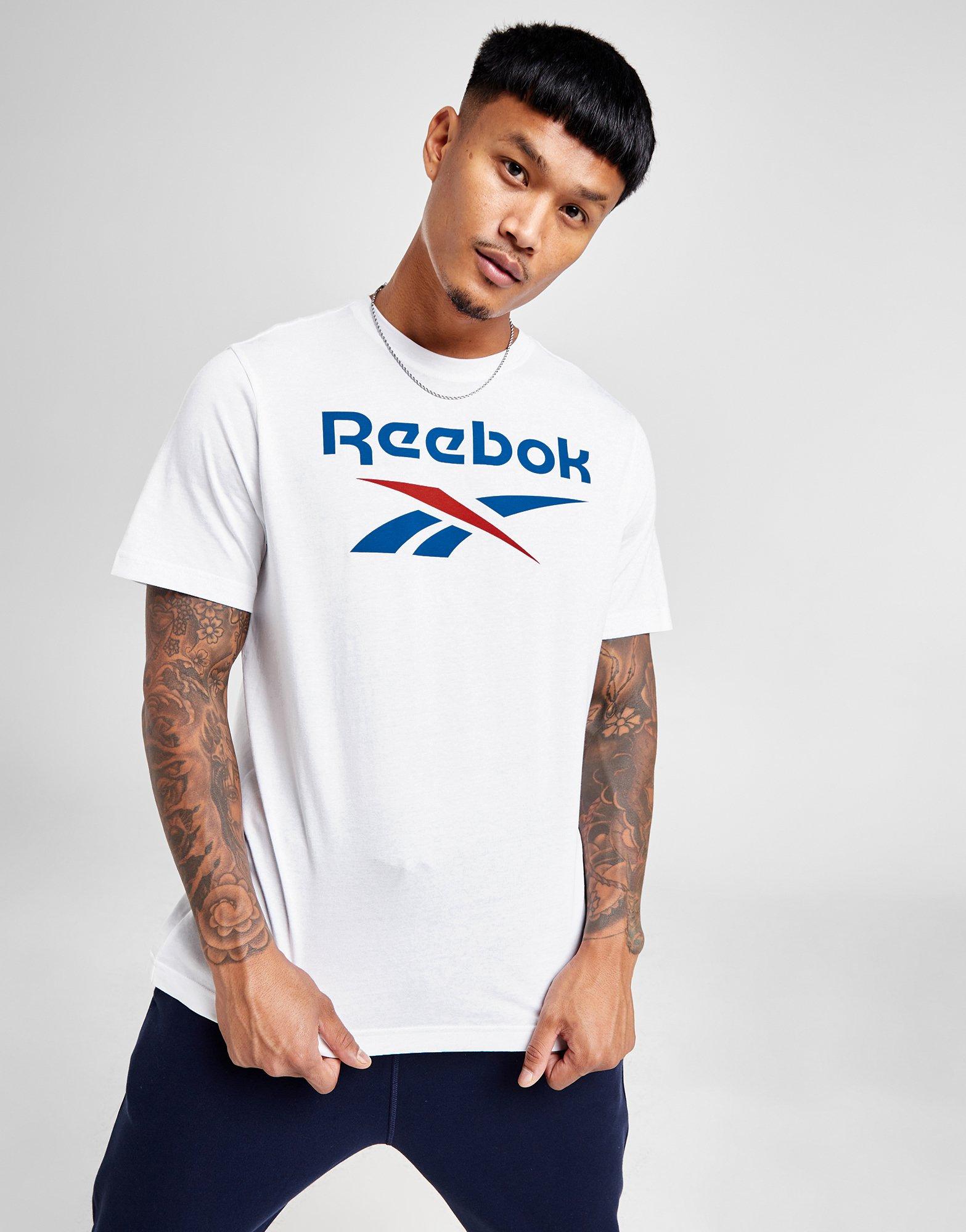 Reebok Identity Big Logo T-Shirt in White / Vector Blue