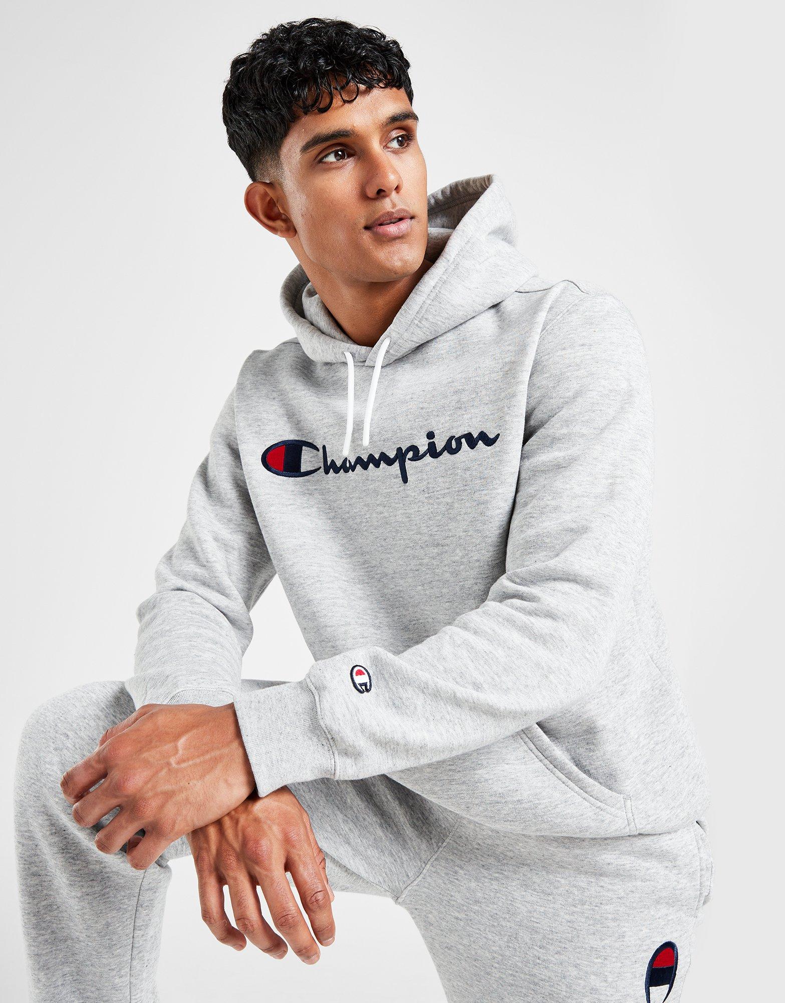 Men's champion grey clearance hoodie