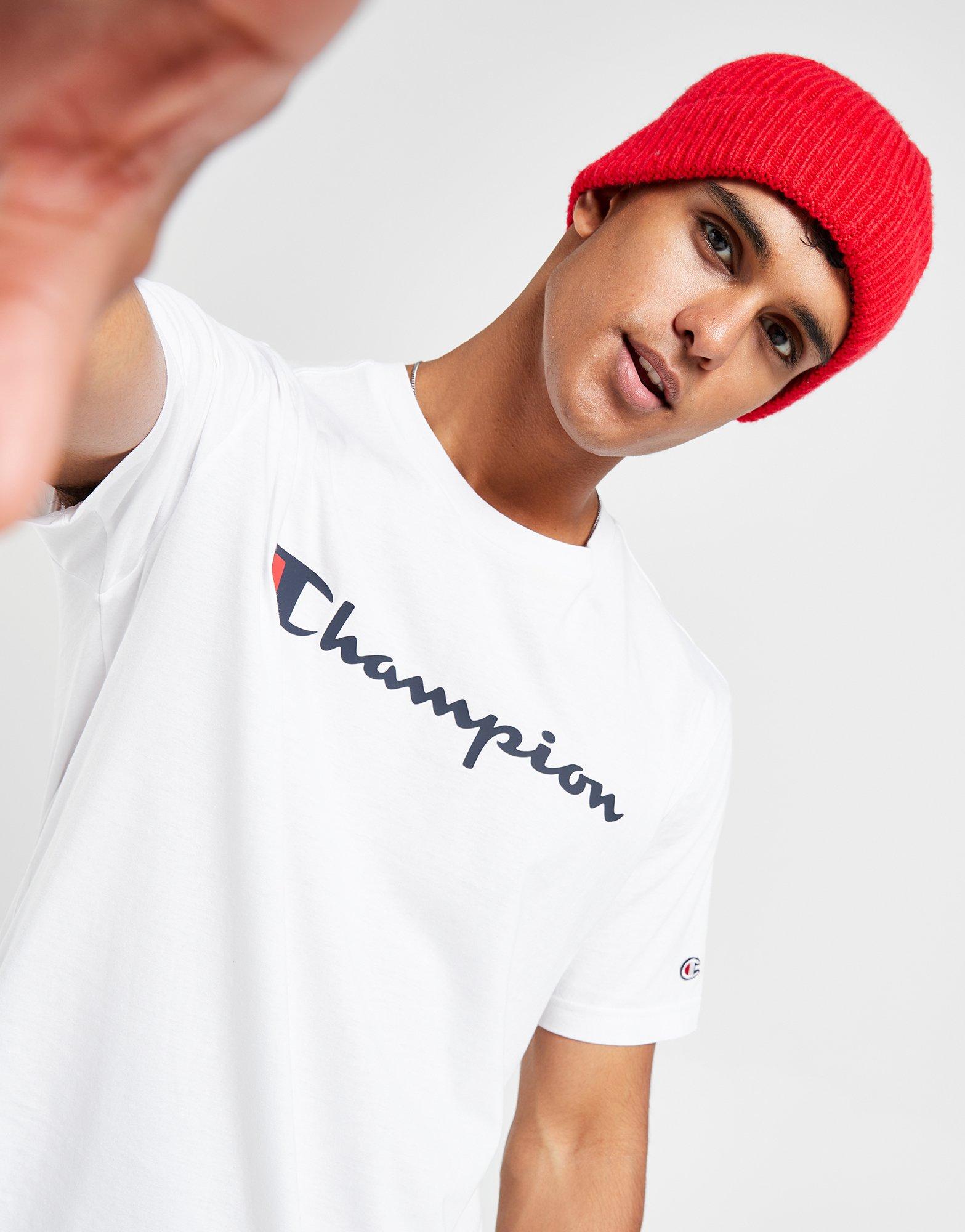 White Champion Legacy Large Logo Core T Shirt   JD Sports Global