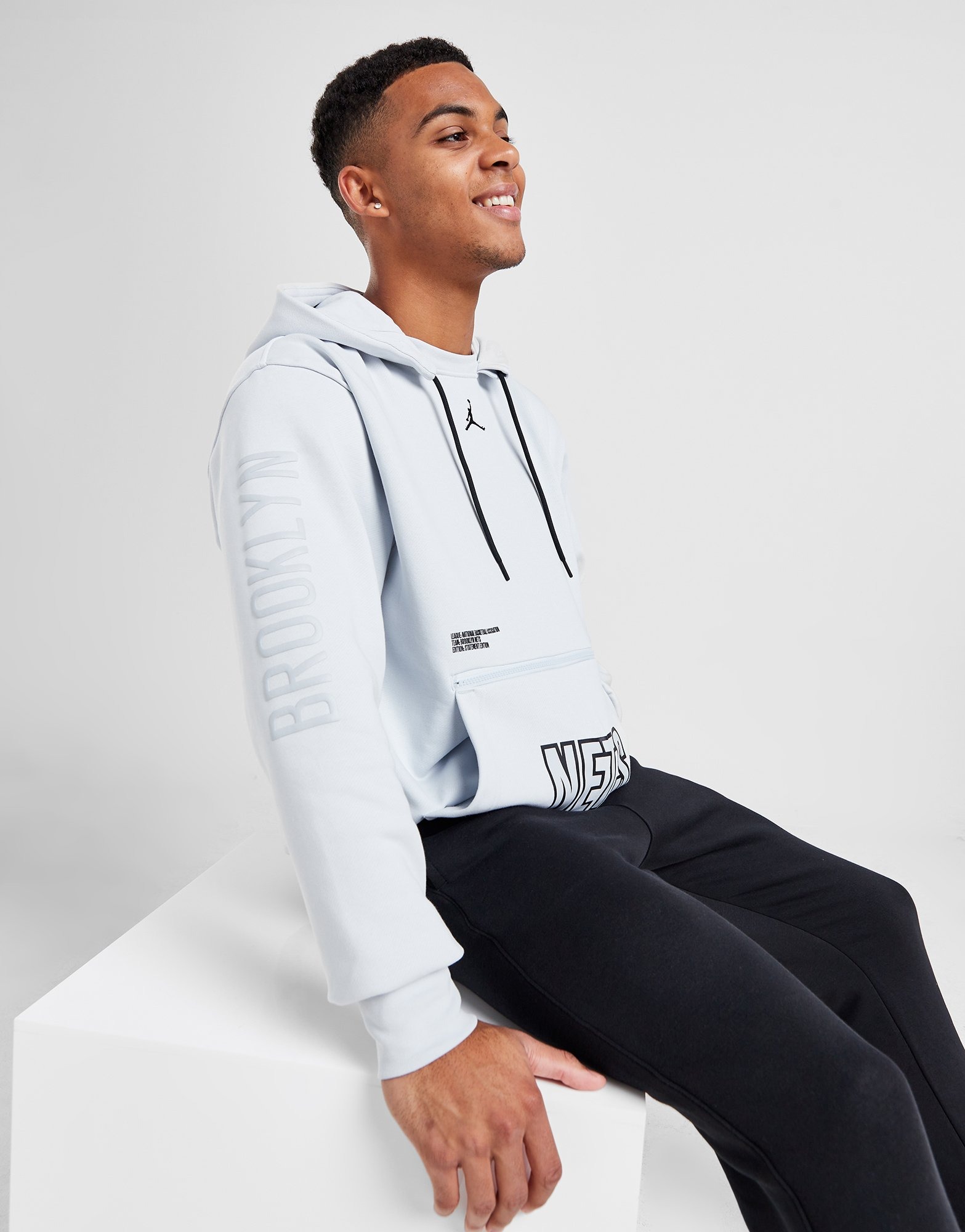 Grey Jordan NBA Brooklyn Nets Fleece Pullover Hoodie - JD Sports