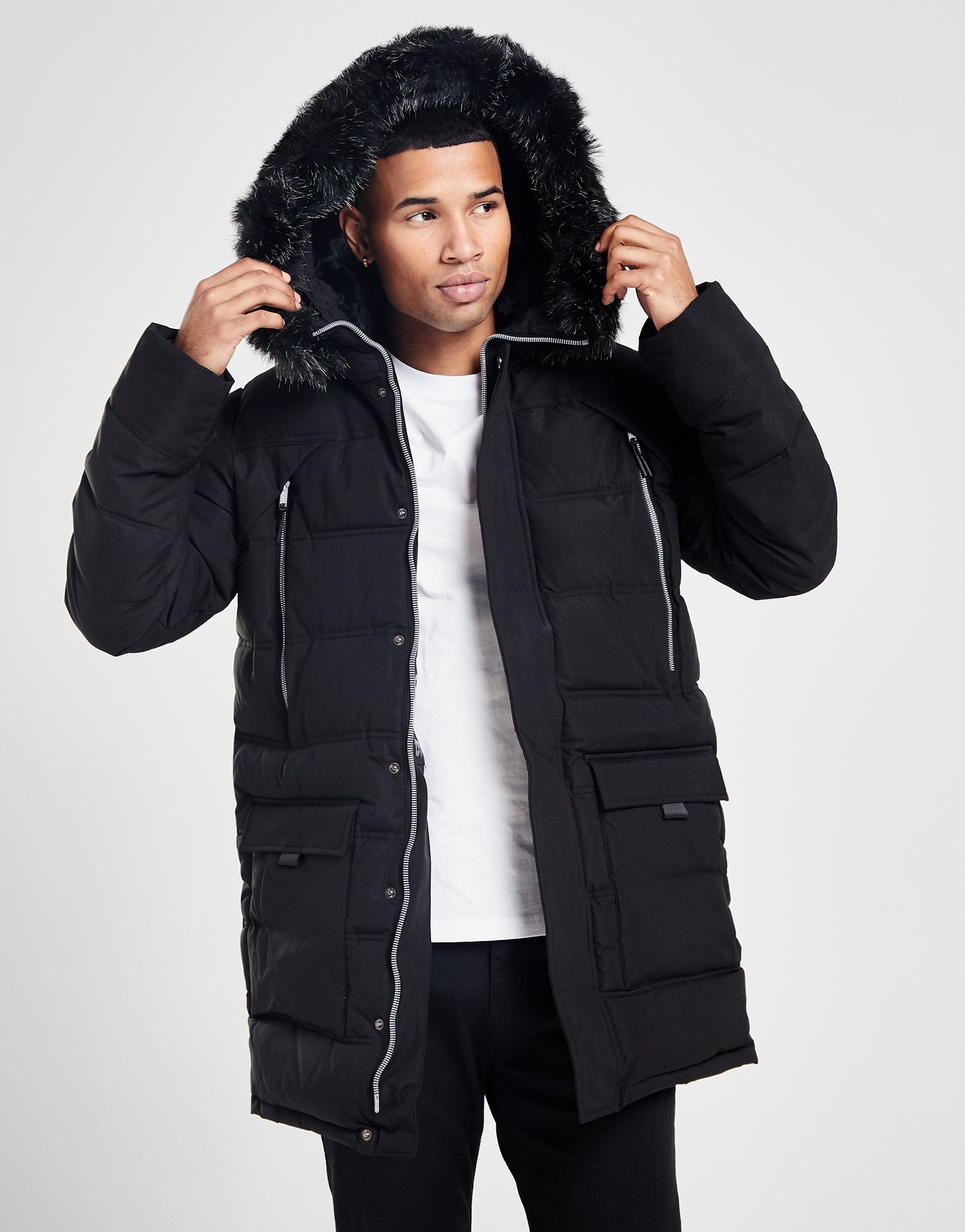 Black Supply & Demand Taymore Long Parka Jacket JD Sports Malaysia