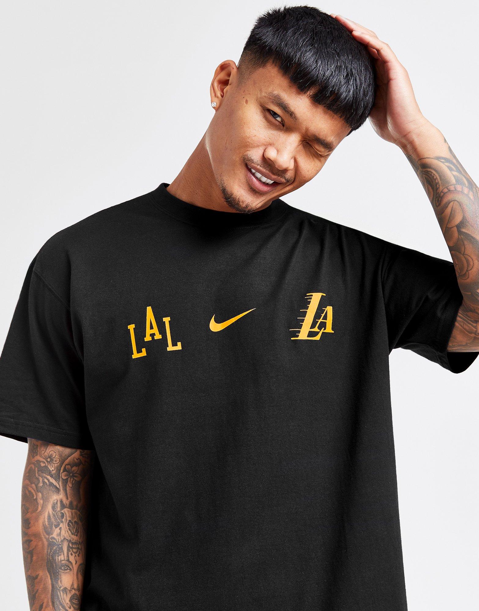 Black Nike NBA LA Lakers M90 Courtside T-Shirt - JD Sports Global