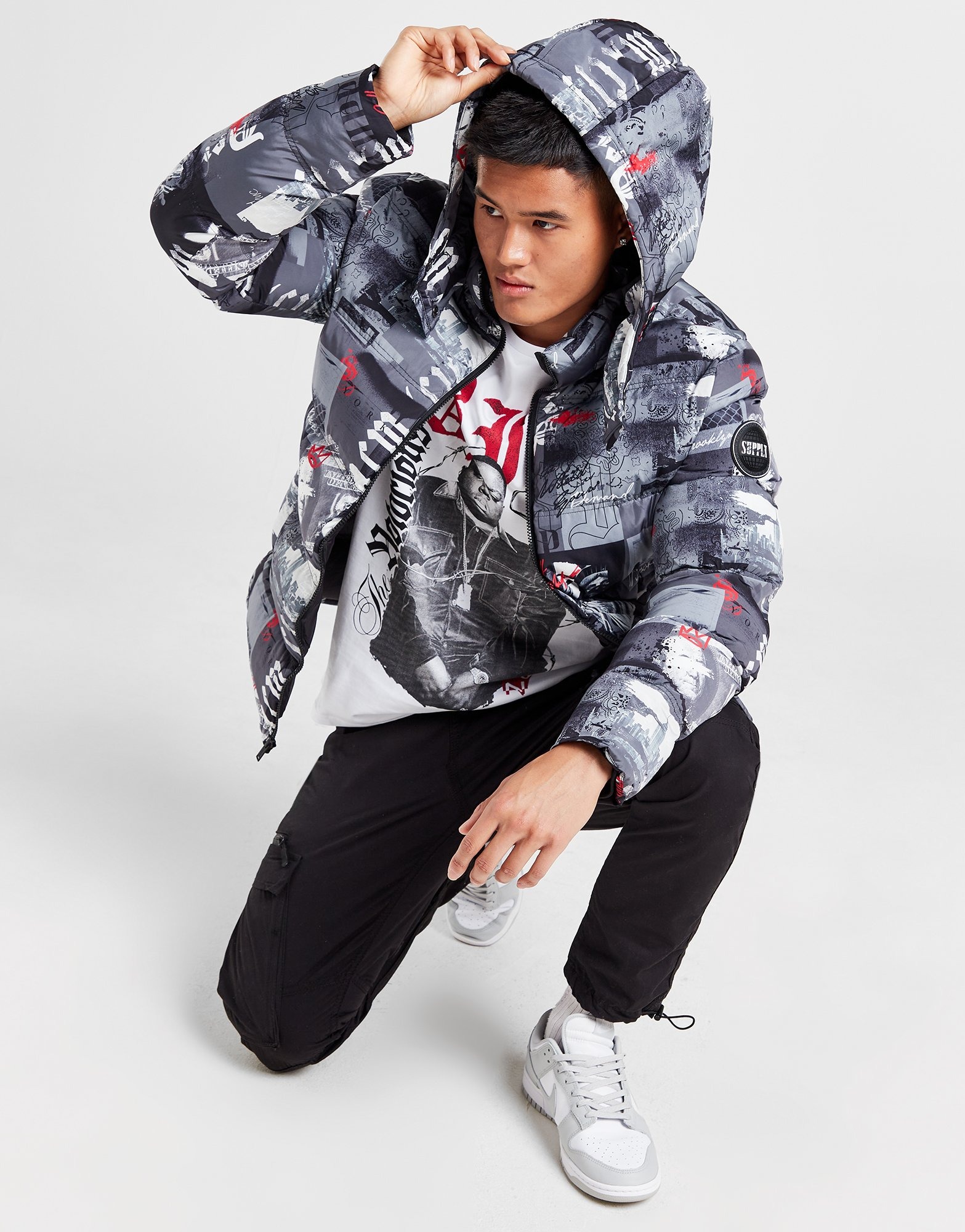 Grey Supply & Demand Jarl All Over Print Puffer Jacket JD Sports Malaysia