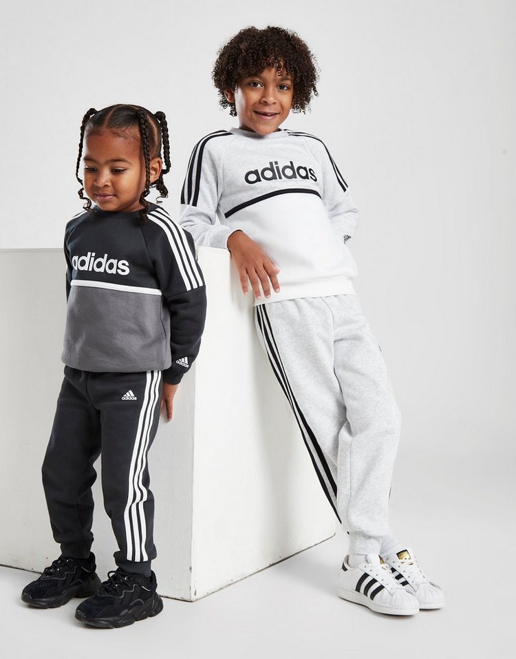 adidas Linear Colour Block Crew Tracksuit Children