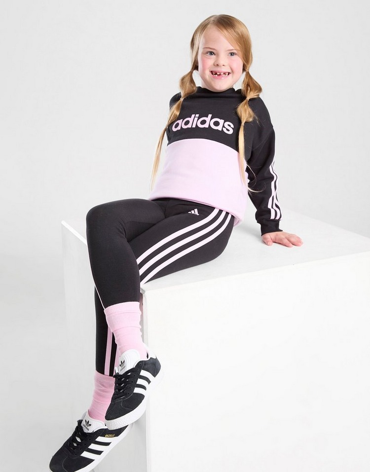 adidas Girls' Linear Colour Block Crew Tracksuit Children