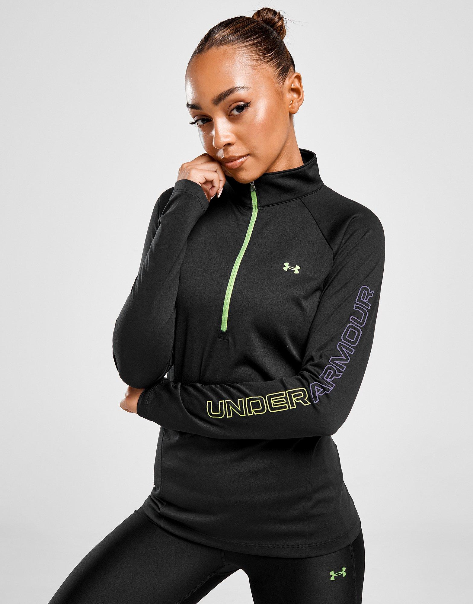 Black Under Armour Outline HeatGear 1/4 Zip Top - JD Sports Global