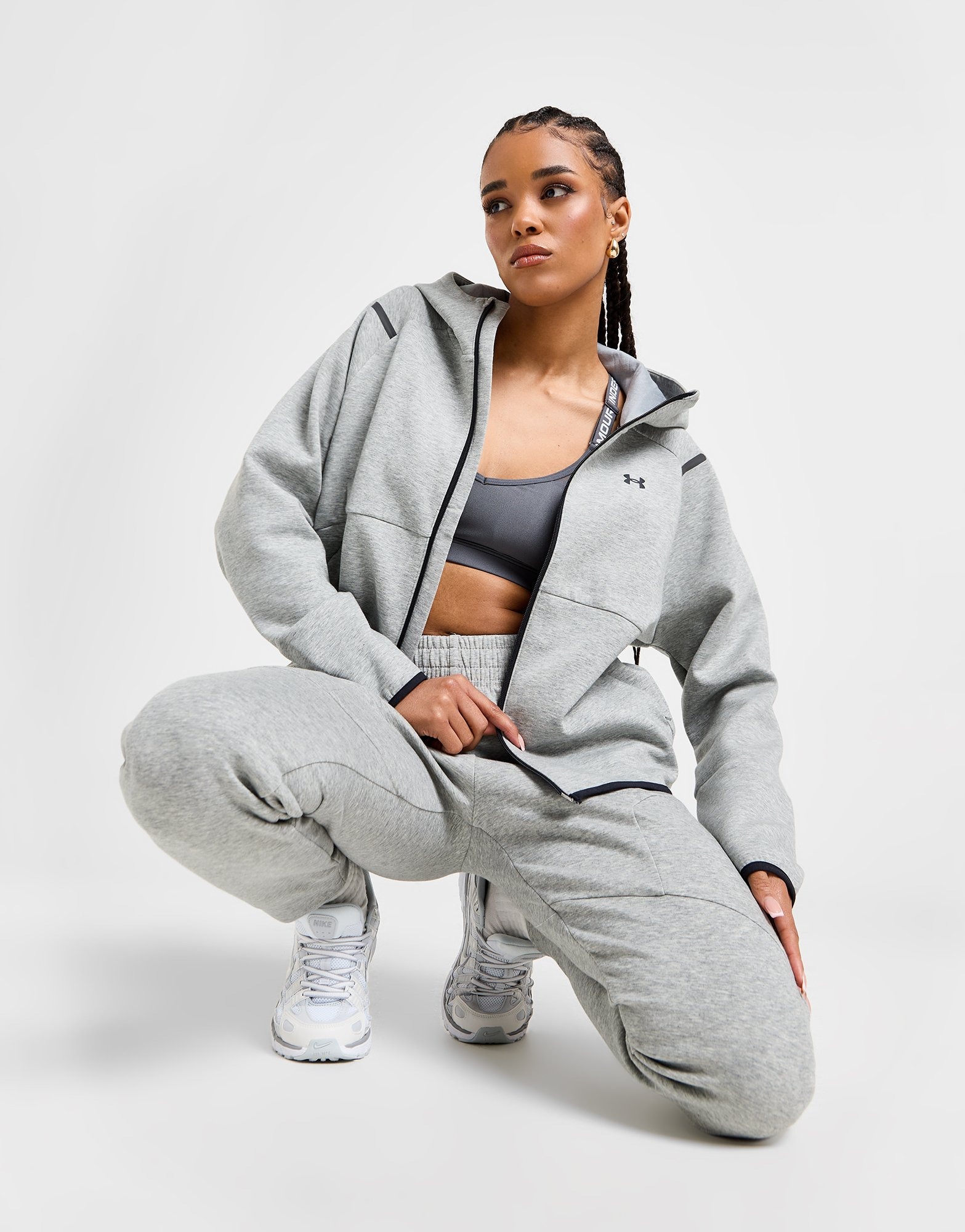 Grey Under Armour Unstoppable Fleece Full Zip Hoodie | JD Sports UK