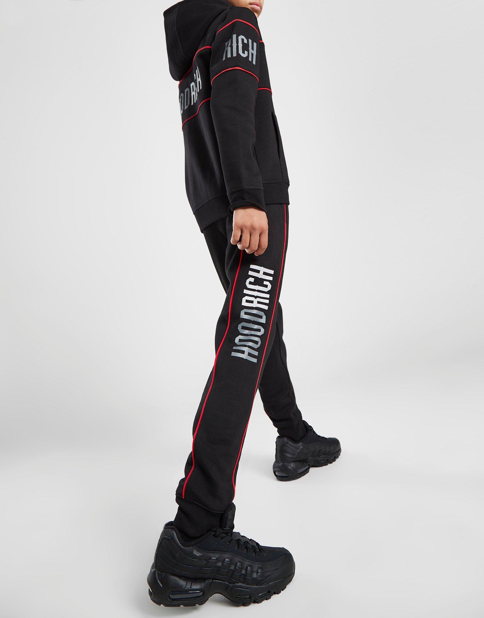 Hoodrich black and online red joggers