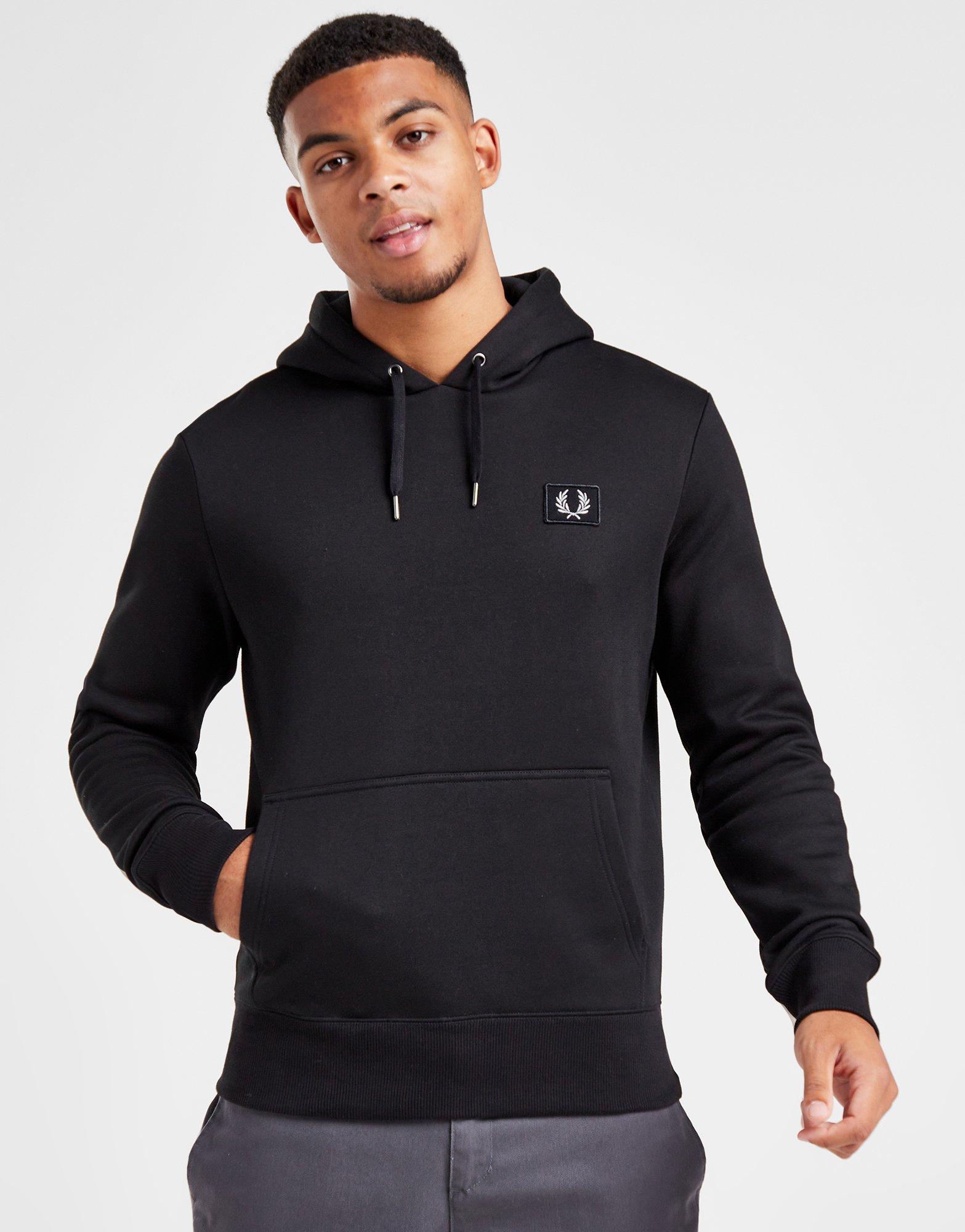 Black Fred Perry Badge Overhead Hoodie