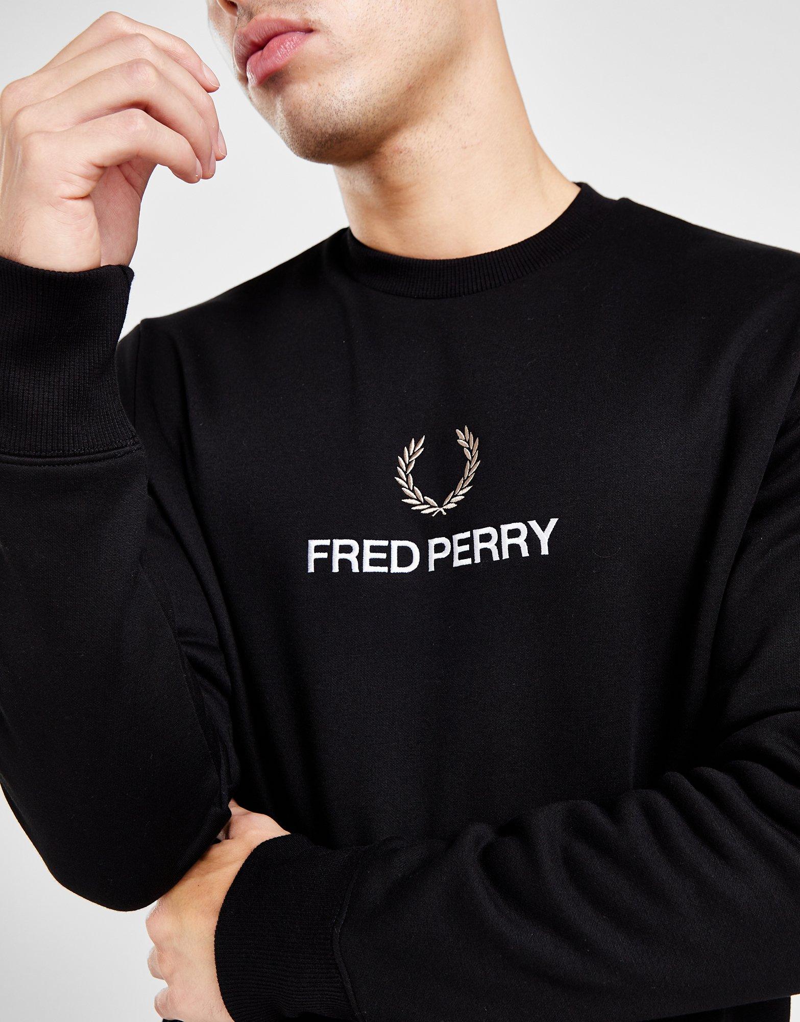 Black Fred Perry Global Stack Crew Sweatshirt JD Sports