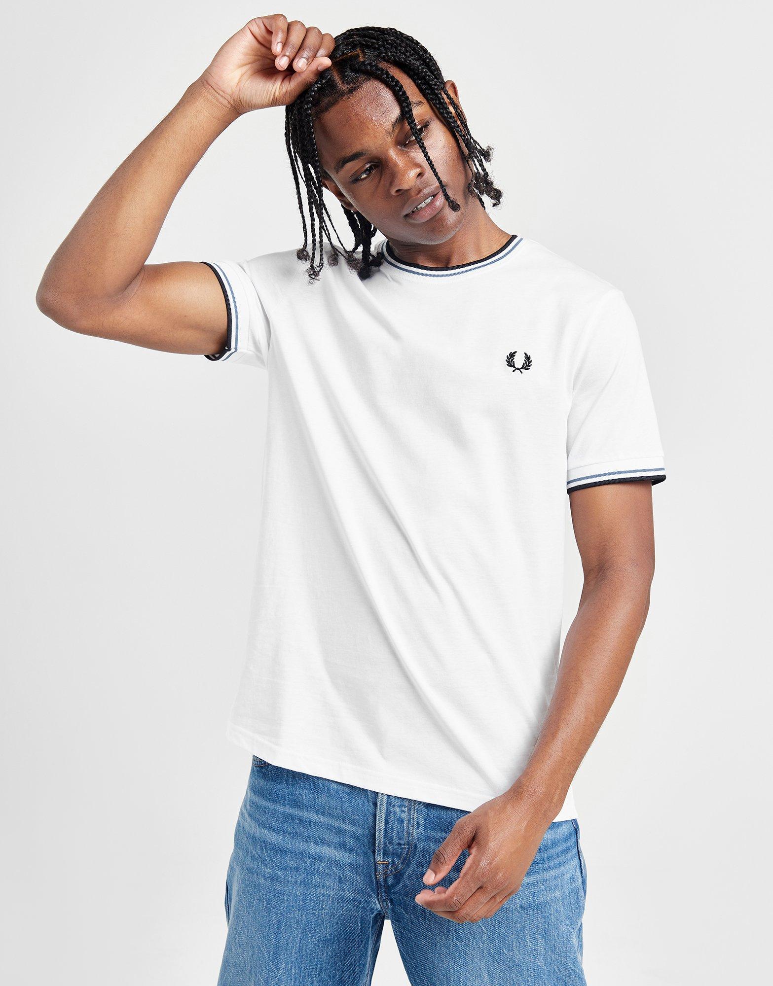 Camiseta Fred Perry Taped Ringer Gris Hombre