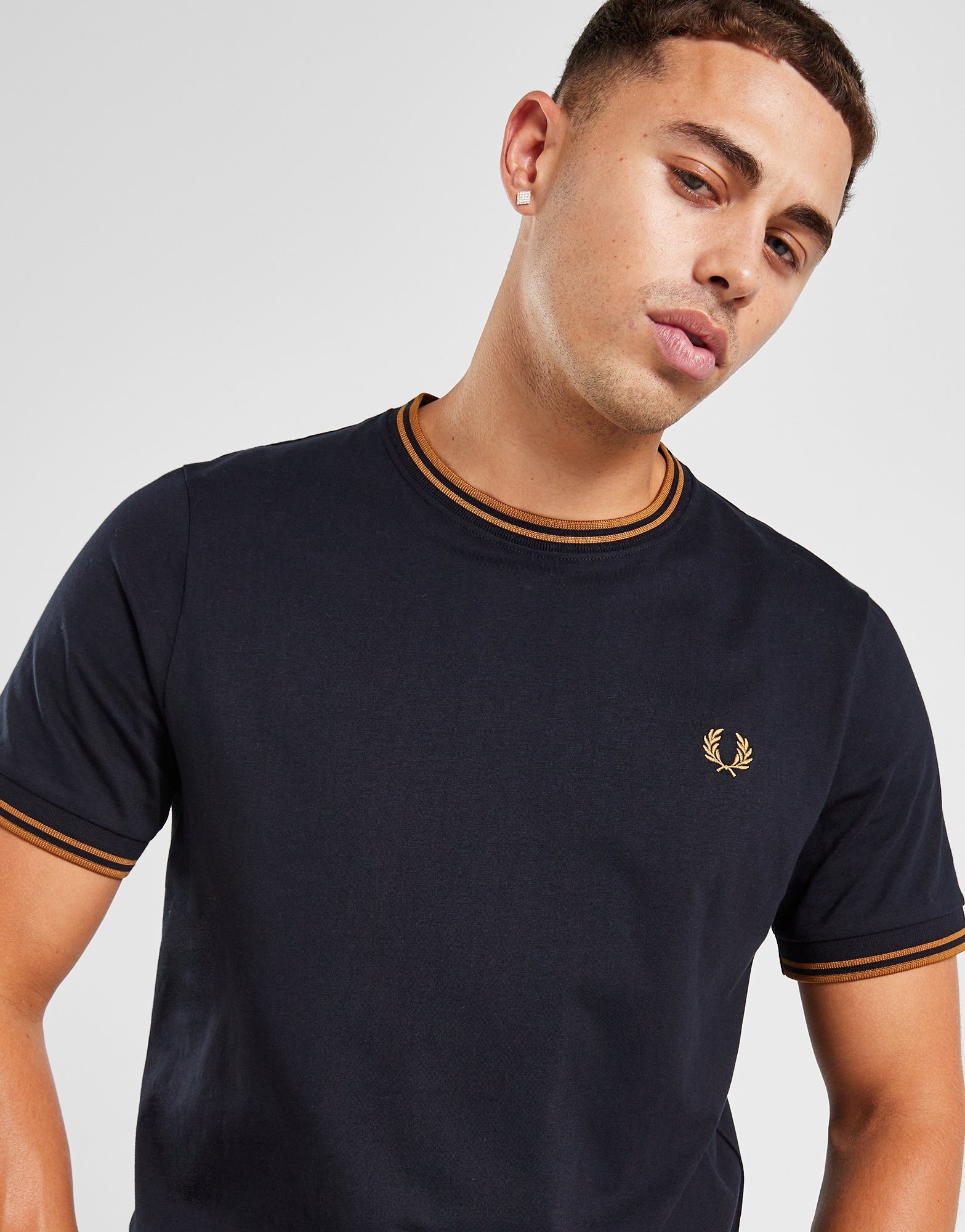 Blue Fred Perry Twin Tipped Ringer Short Sleeve T-shirt - JD Sports