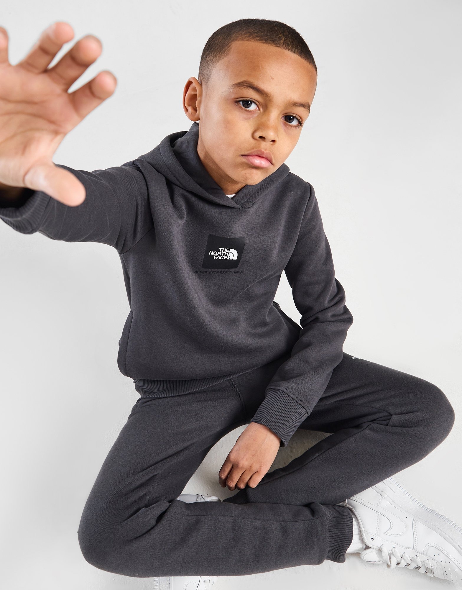 Grey The North Face Box Hoodie Junior | JD Sports UK