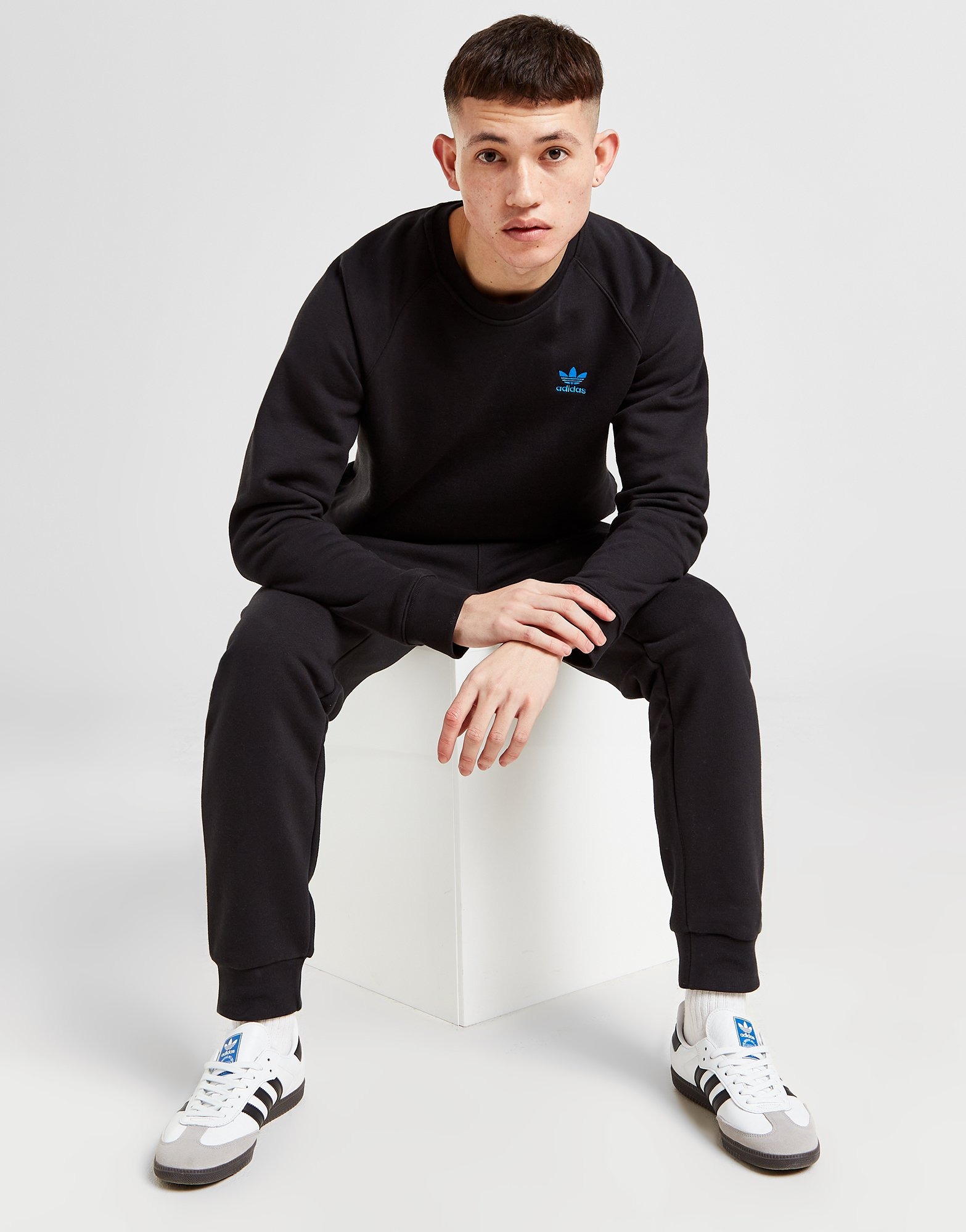 Black adidas Originals Trefoil Essential Crew Sweatshirt | JD Sports UK