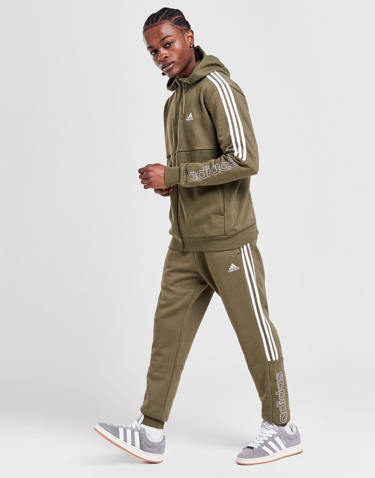 Adidas tracksuit green clearance stripes