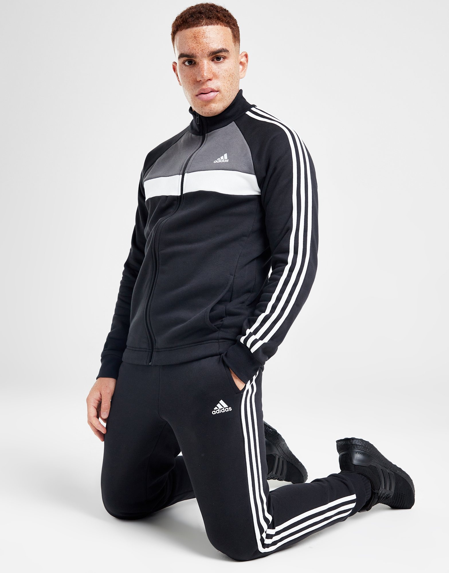 Black adidas Badge of Sport Colour Block Fleece Tracksuit - JD Sports NZ