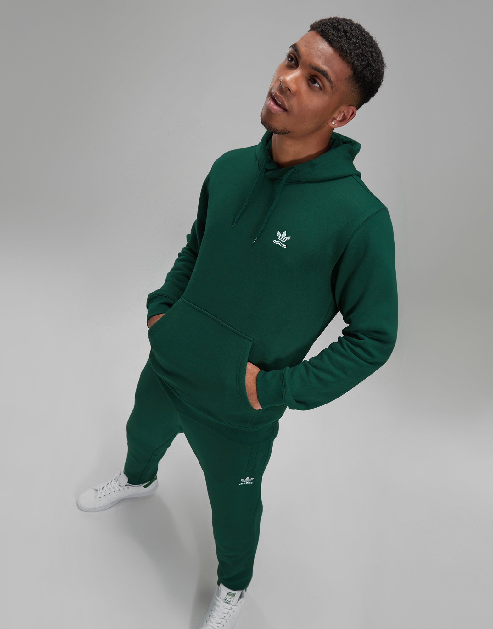 Green adidas Originals Trefoil Essential Fleece Hoodie | JD Sports UK