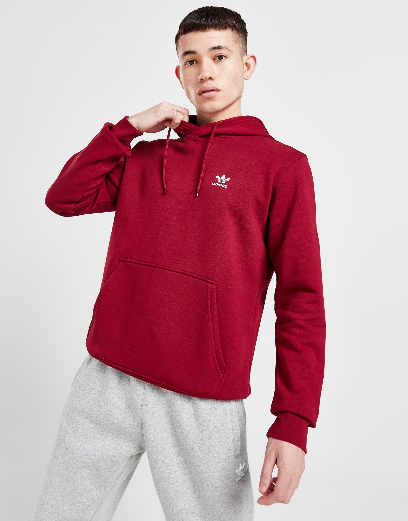 Red adidas Originals Trefoil Essential Fleece Hoodie | JD Sports UK