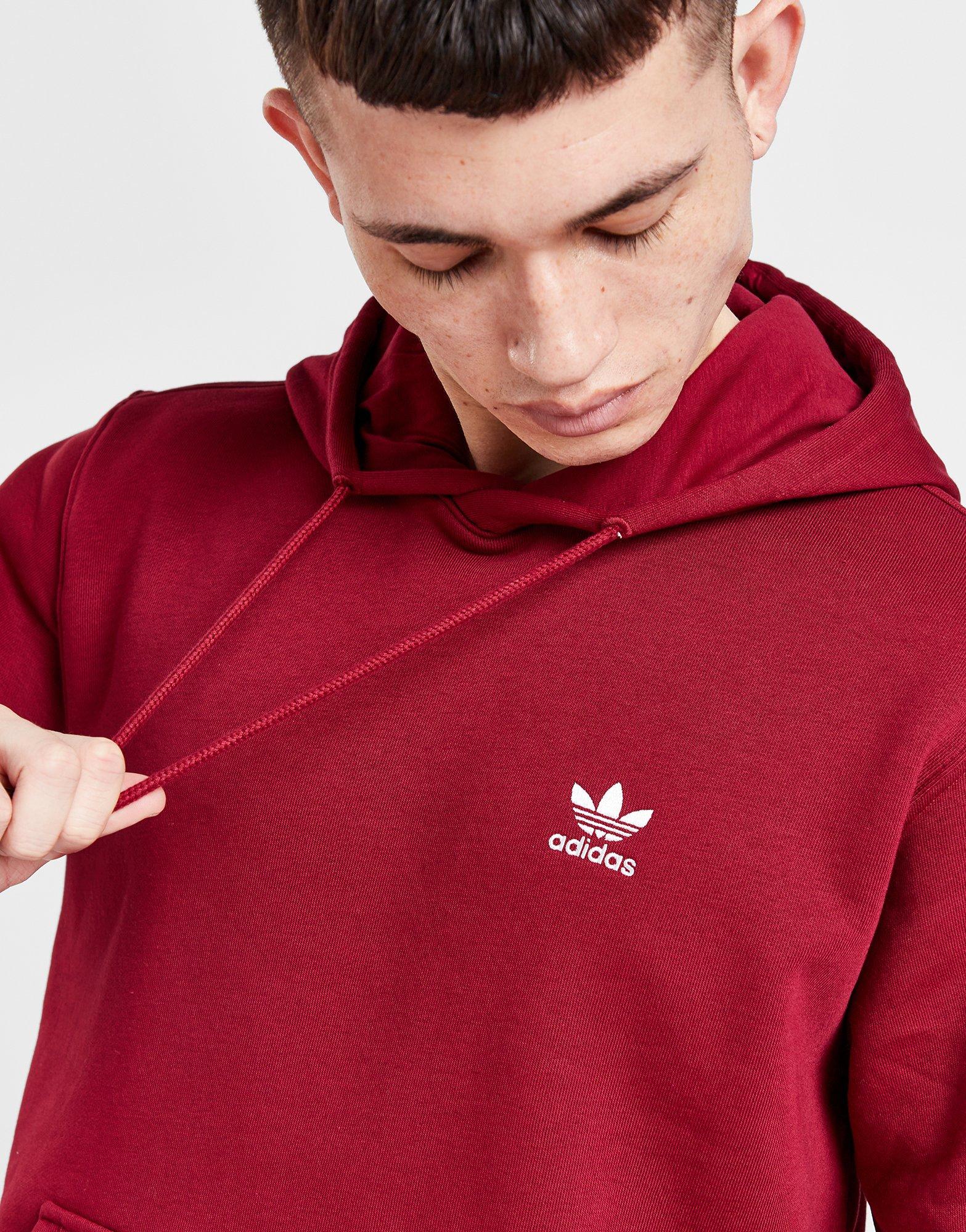 Red adidas Originals Trefoil Essential Fleece Hoodie JD Sports