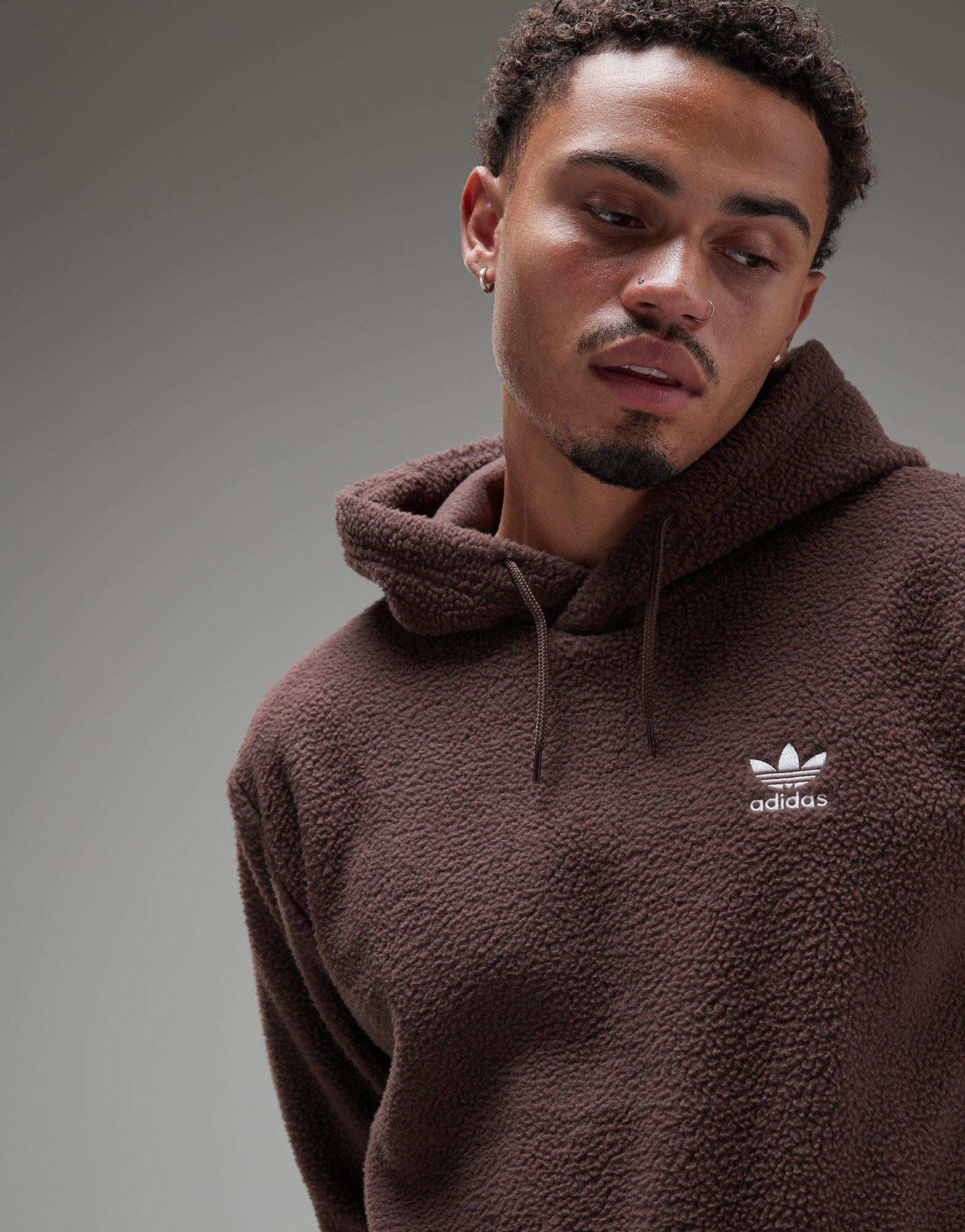 Brown adidas Originals Sherpa Overhead Hoodie