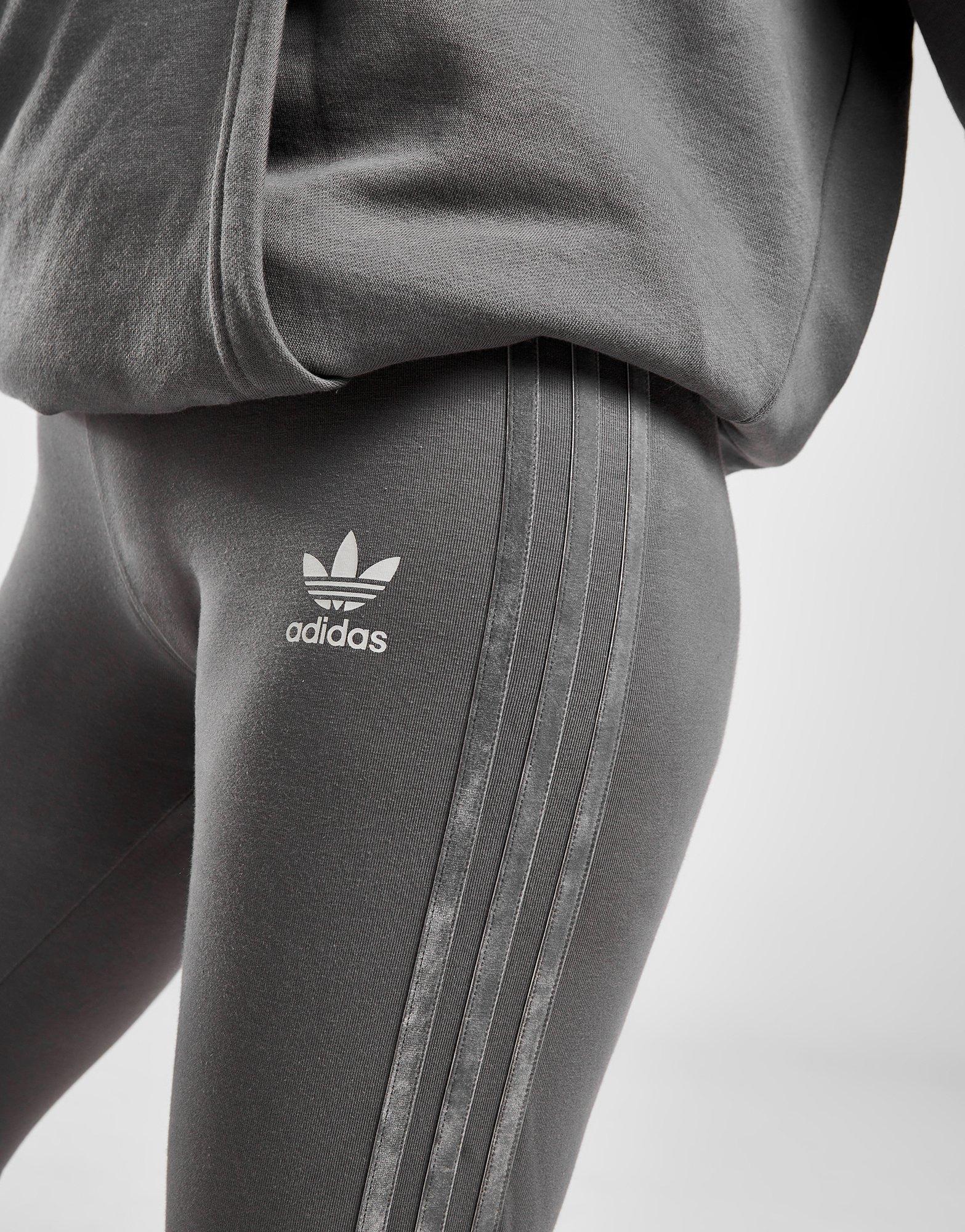 Adidas 3 Stripe 3/4 Leggings Climalite Ladies Gym Fitness GREY B722