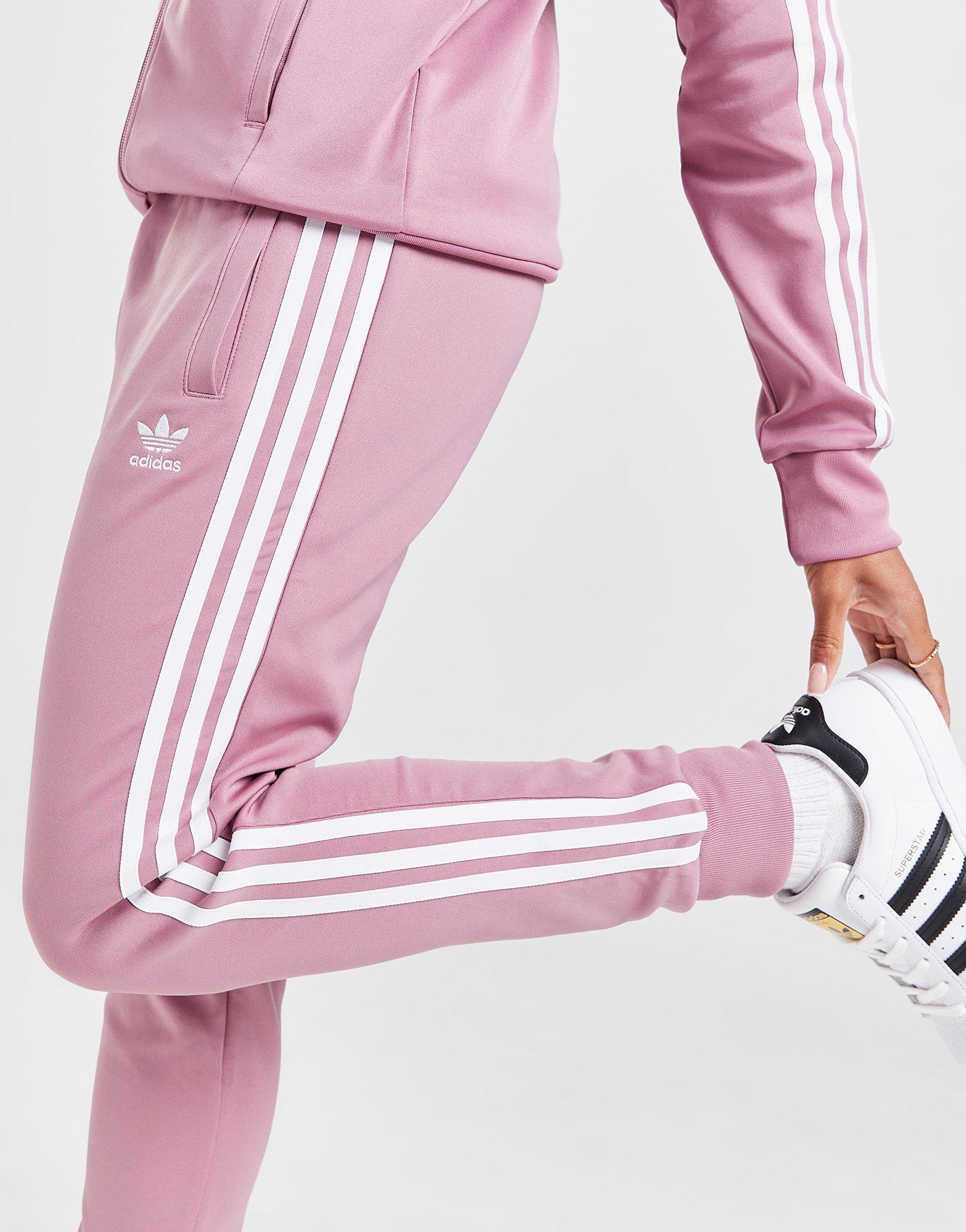 Pink superstar track pants best sale