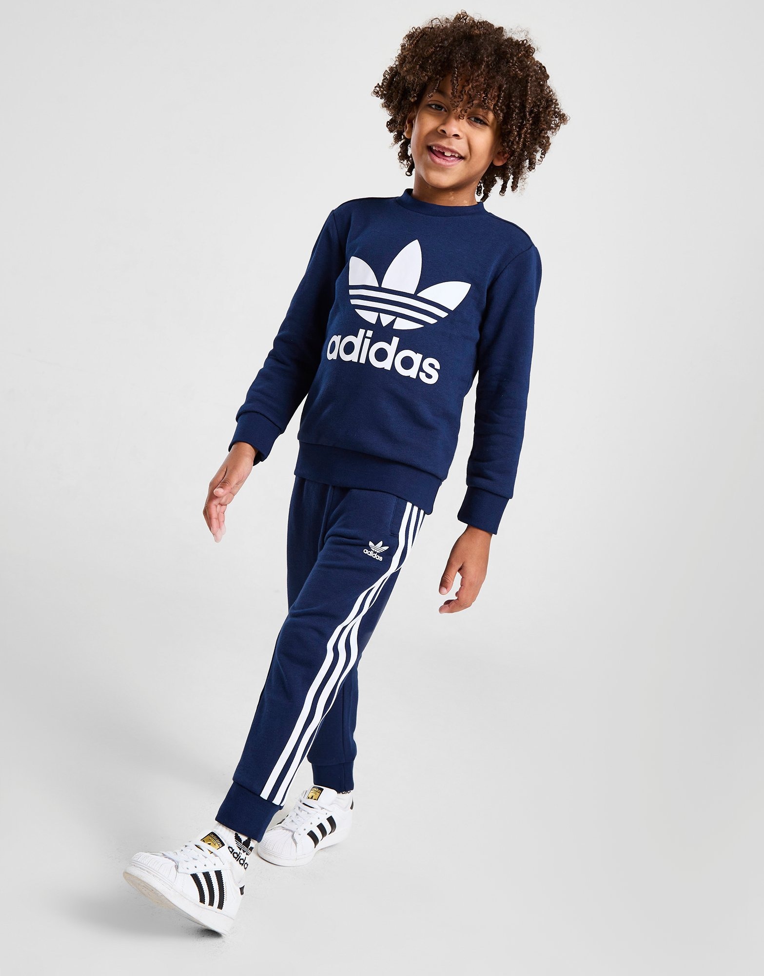 Blue adidas Originals Trefoil Crew Tracksuit Children | JD Sports UK