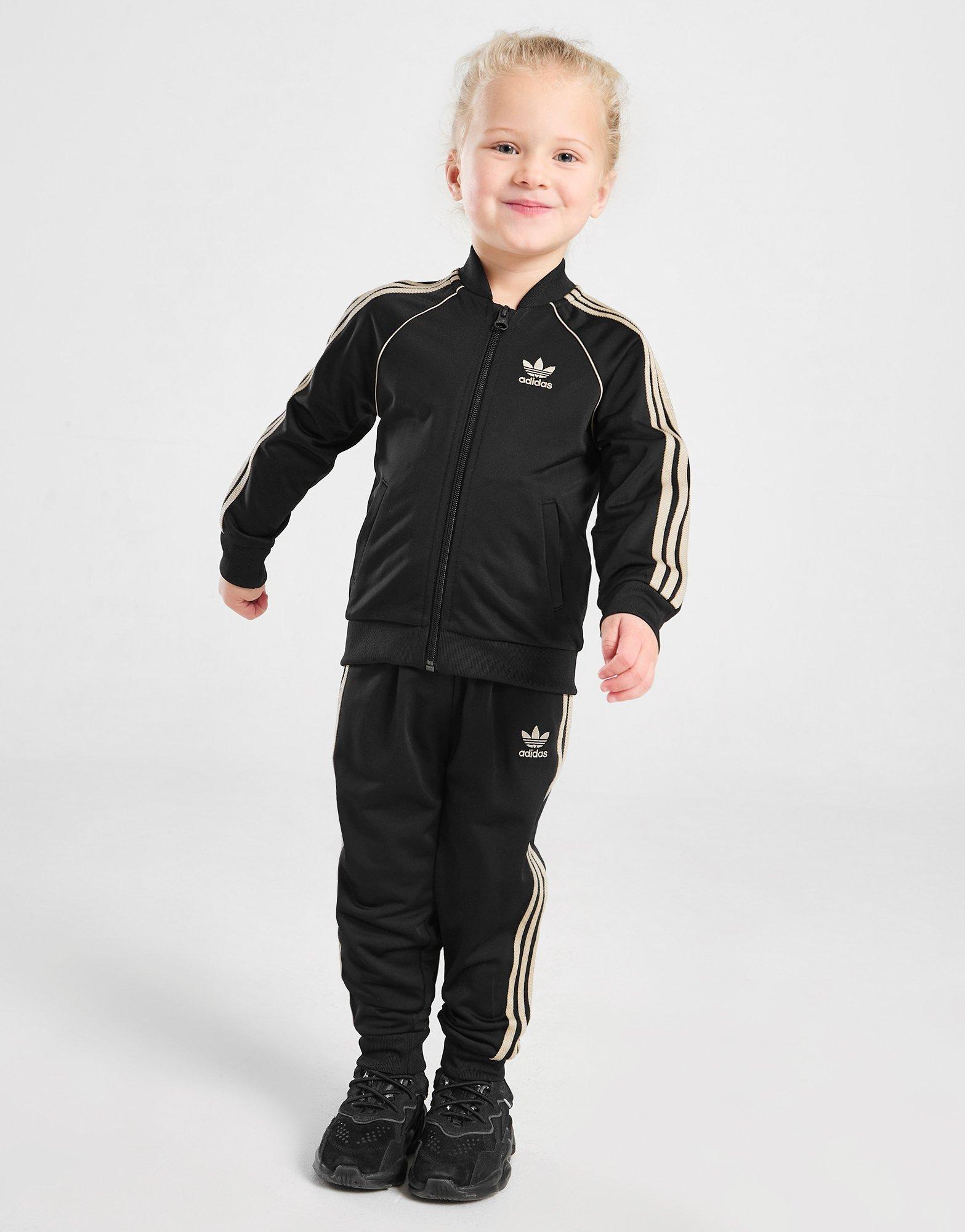 Baby adidas clearance tracksuit black