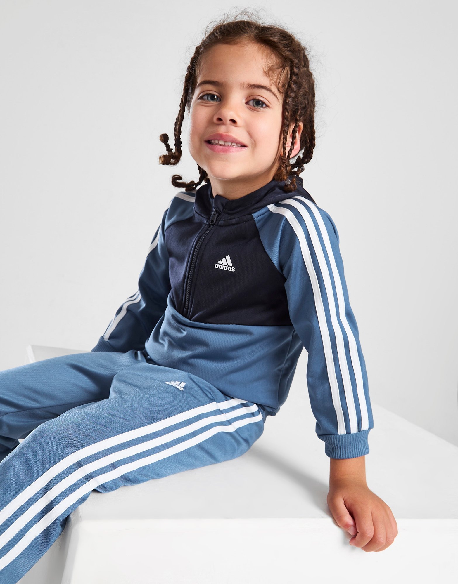 Blue adidas Badge of Sport Poly Overhead Tracksuit Infant | JD Sports UK