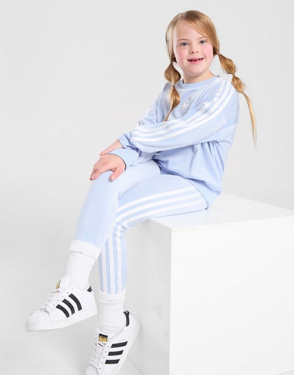 Blue adidas Originals Girls' Velour Crew Tracksuit Children | JD Sports UK