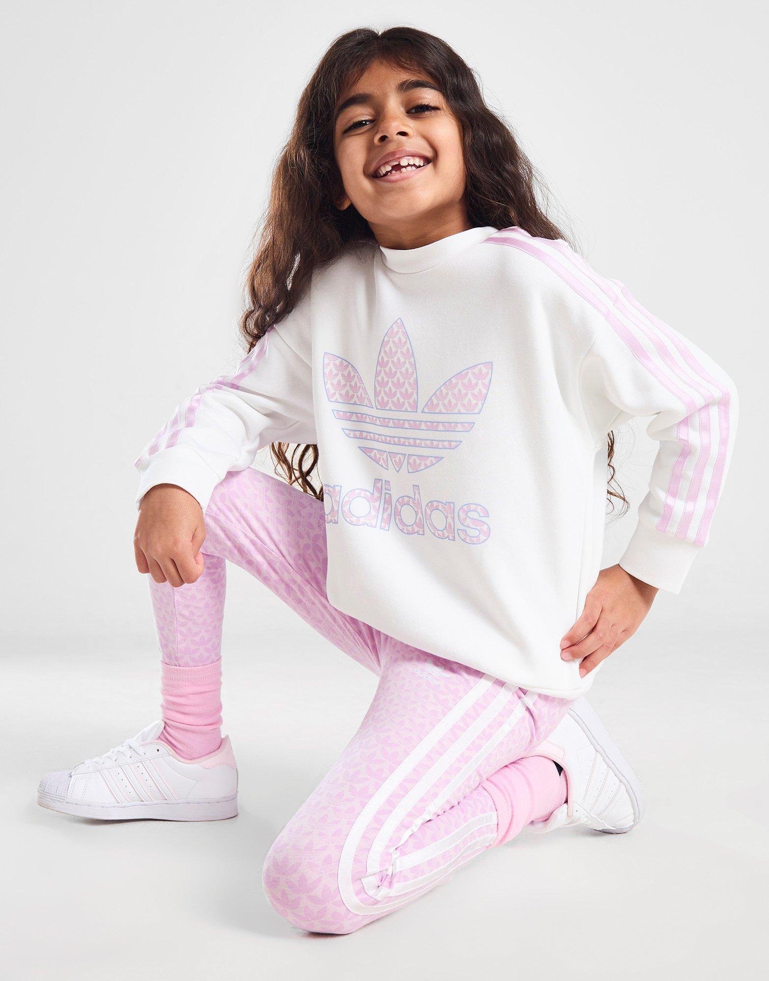 NEW ADIDAS ORIGINALS GIRLS TREFOIL FLORAL LEGGINGS ~YOUTH LARGE #HF7469