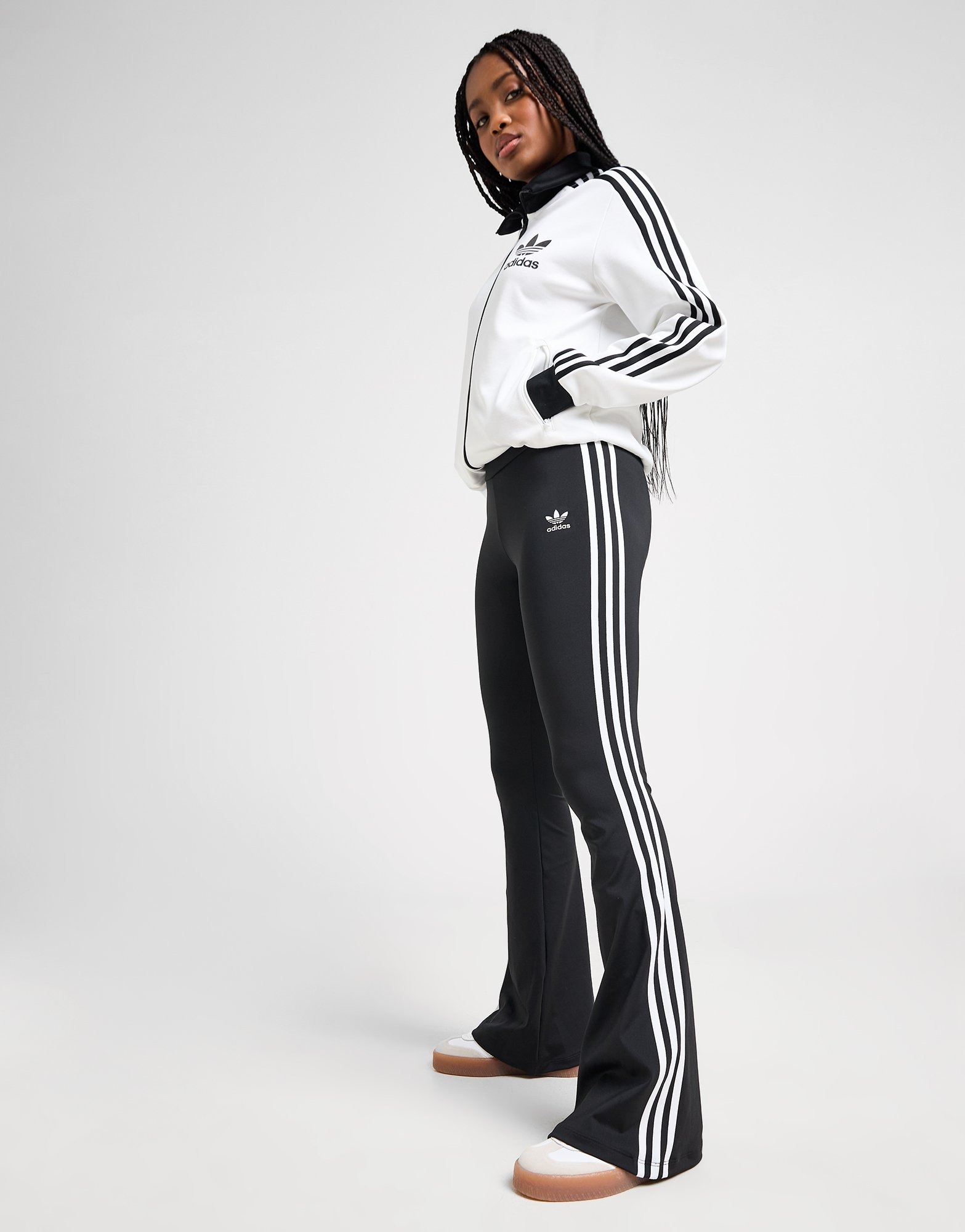 Adidas originals three stripe leggings with vintage logo in black online