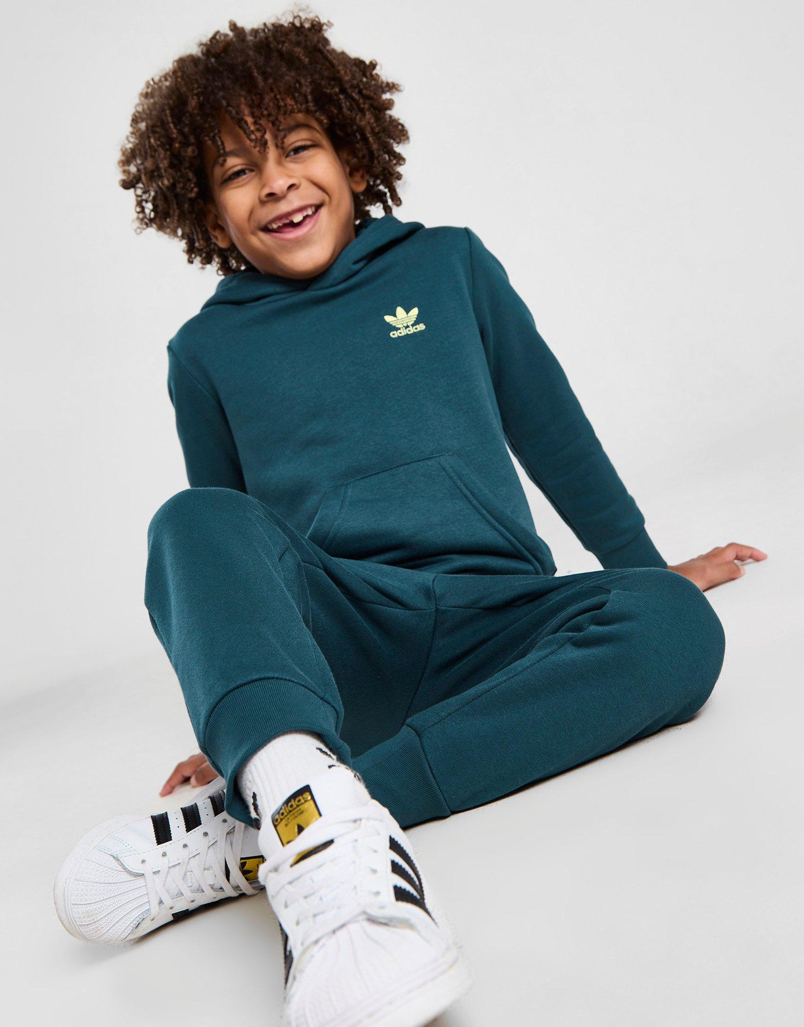Green adidas Originals Trefoil Essential Overhead Tracksuit Children