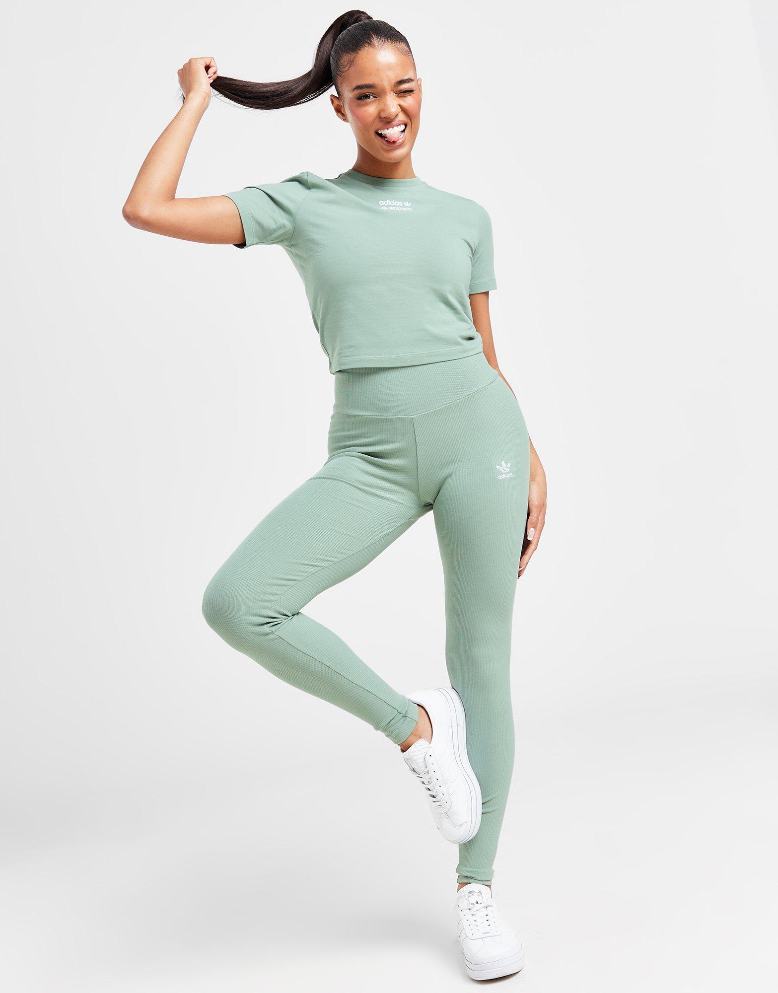 Green adidas Originals Ribbed Leggings - JD Sports Global