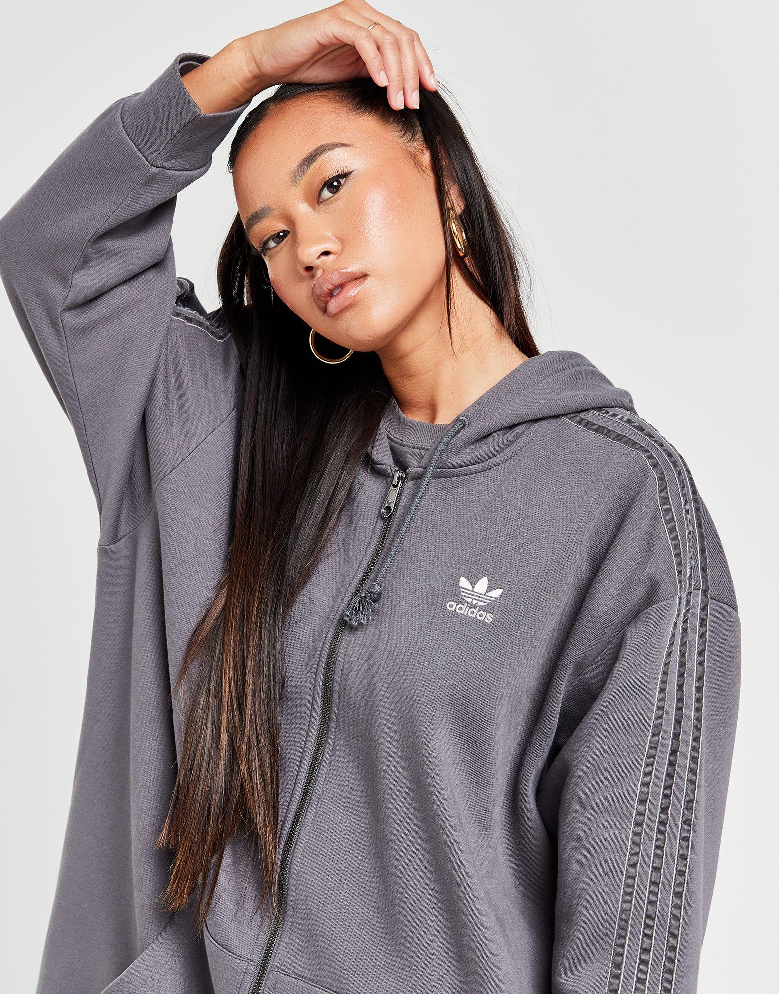 Adidas zip best sale hoodie grey