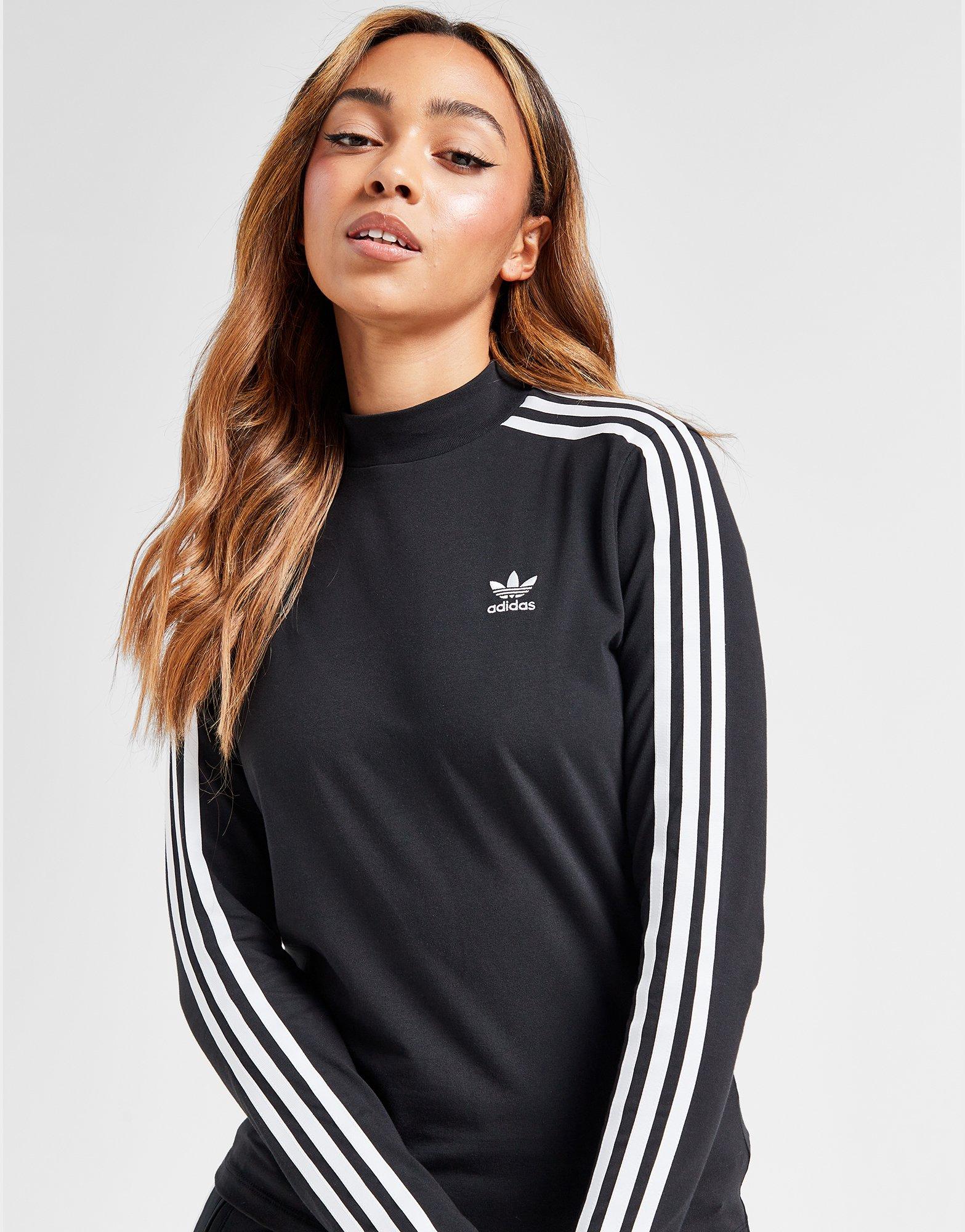 adidas 3 stripe long sleeve top womens