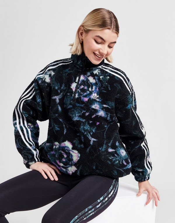 adidas Allover Print Flower Fleece Jacket - Black | adidas Canada