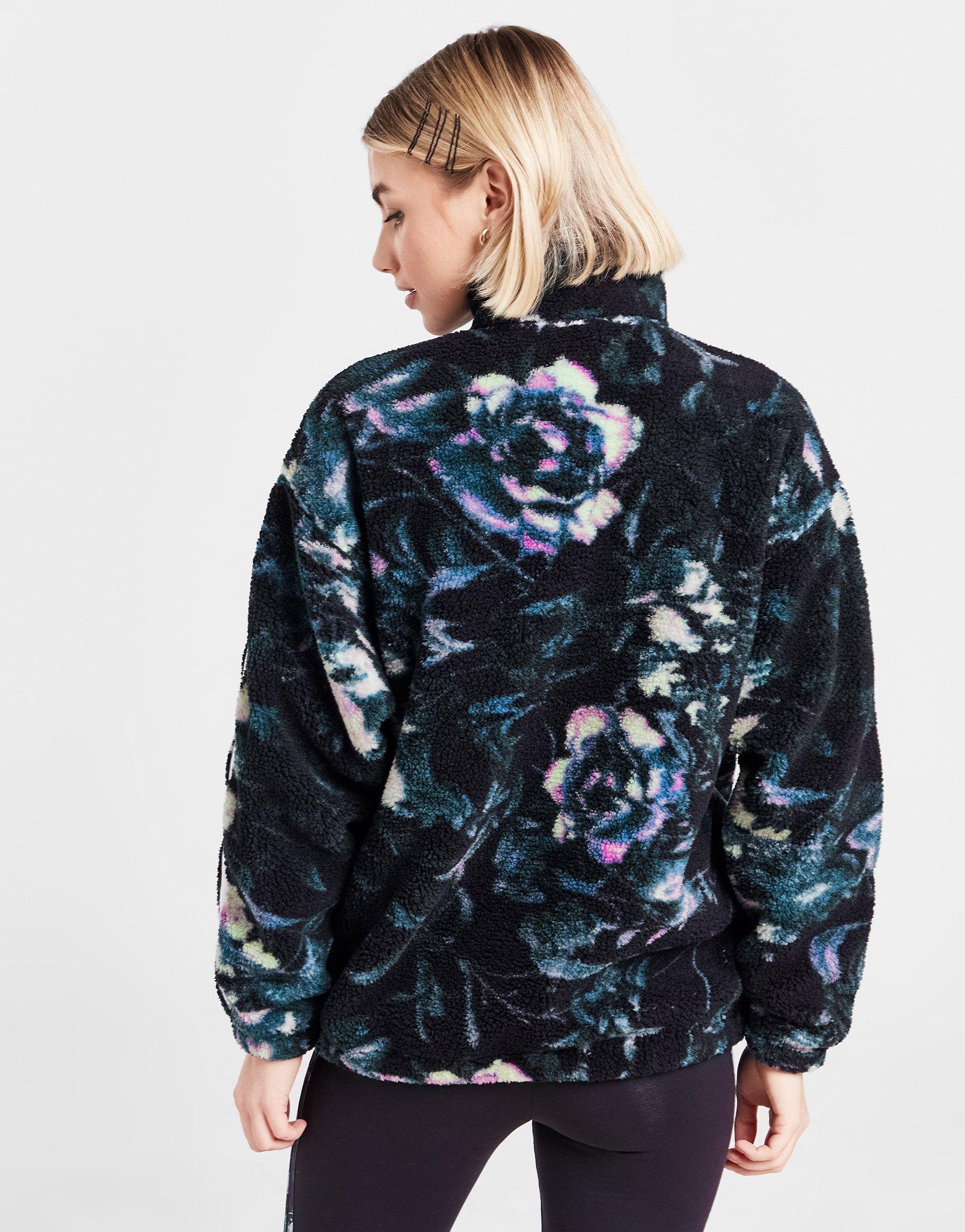 adidas Originals Floral All Over Print 1/4 Zip Sherpa Fleece