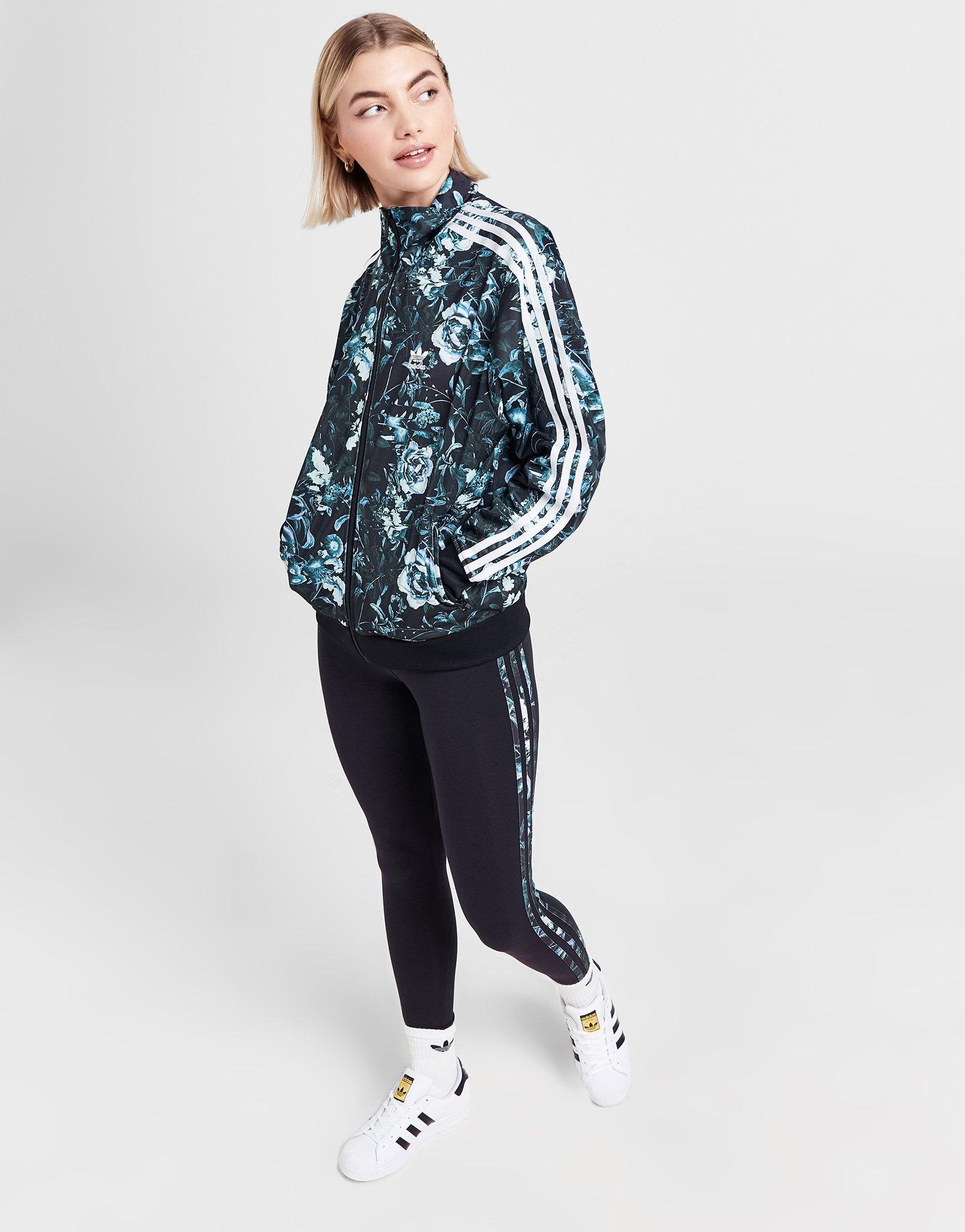 Black adidas Originals Floral Firebird Track Top JD Sports UK