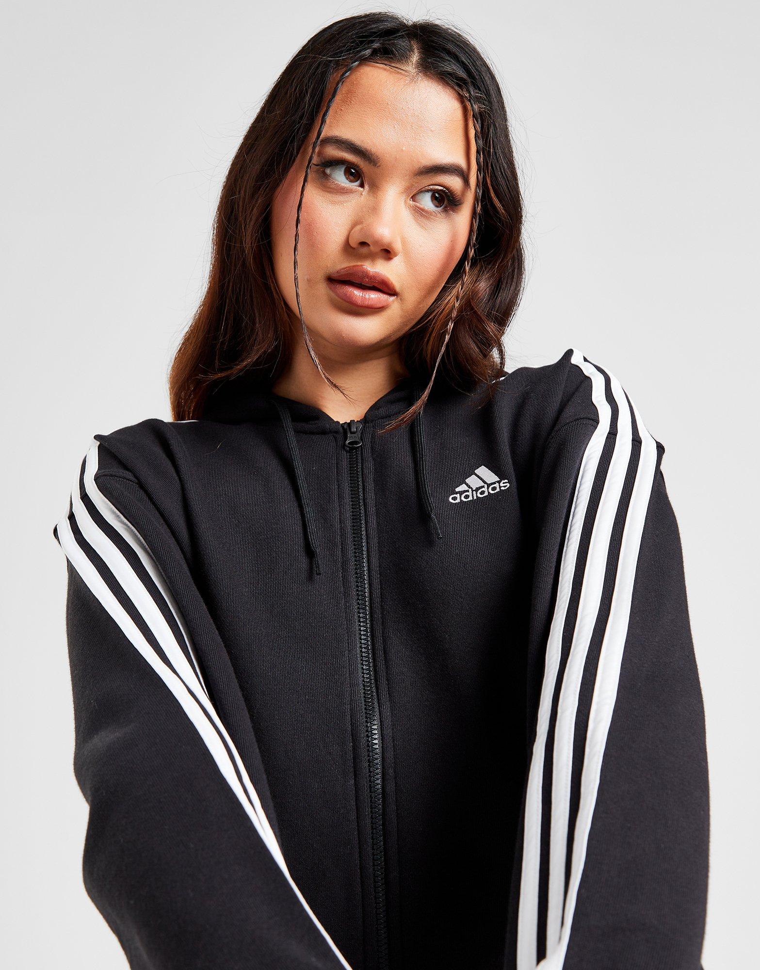 Black adidas Badge of Sport 3Stripes Full Zip Hoodie JD Sports Malaysia